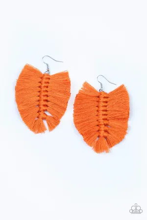 Knotted Native Orange-Earrings