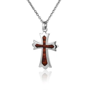 Koa Wood Regal Cross Pendant