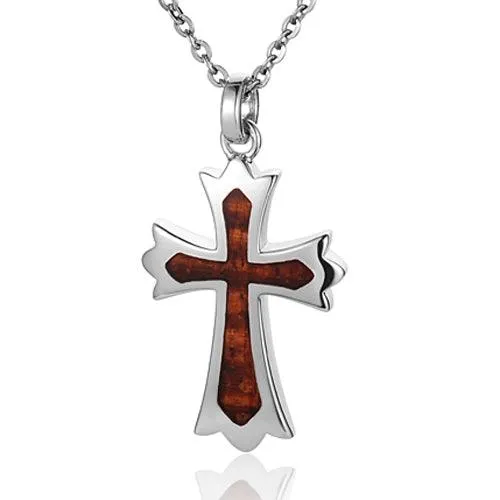 Koa Wood Regal Cross Pendant