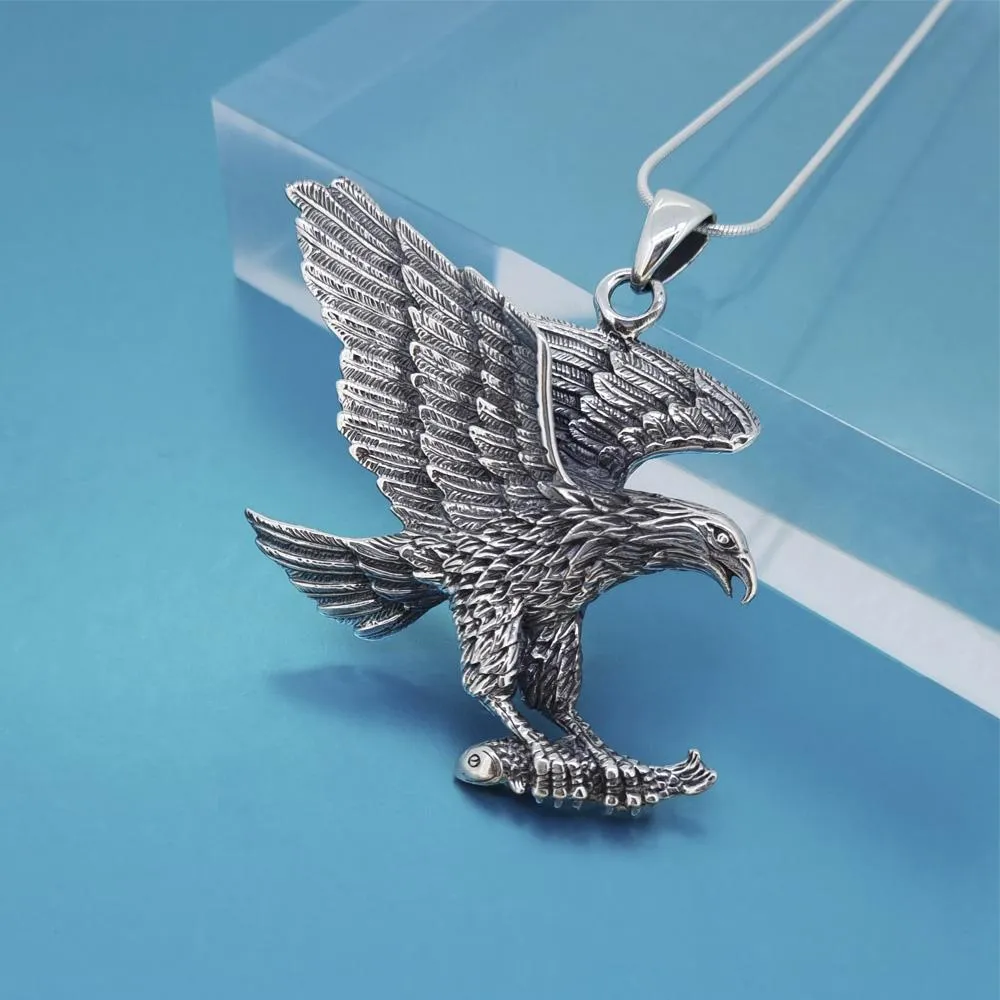 Large Sterling Silver Eagle Pendant For Men