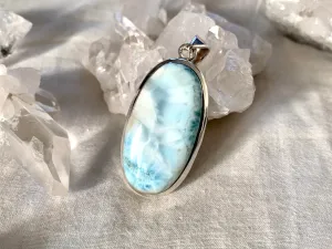 Larimar Naevia Pendant - Long Oval