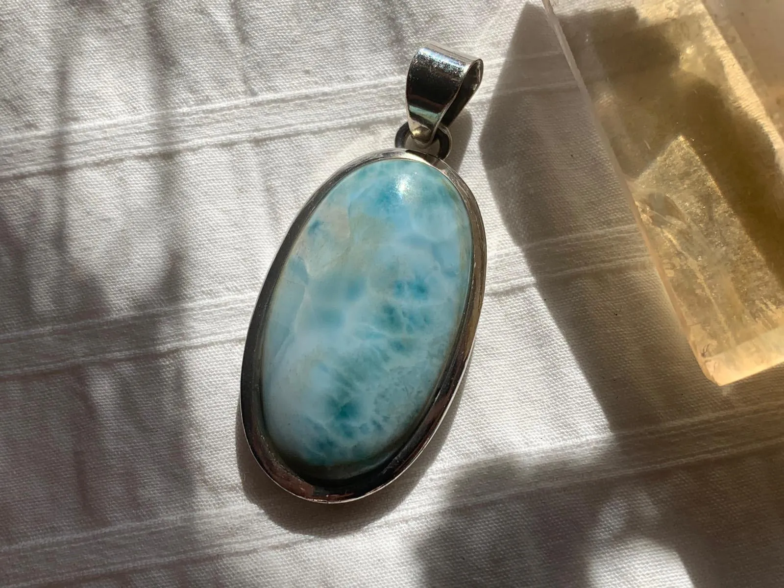 Larimar Naevia Pendant - Long Oval