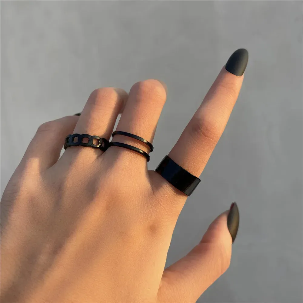 LATS 7pcs Fashion Jewelry Rings Set Hot Selling Metal Hollow Round Opening Women Finger Ring for Girl Lady Party Wedding Gifts