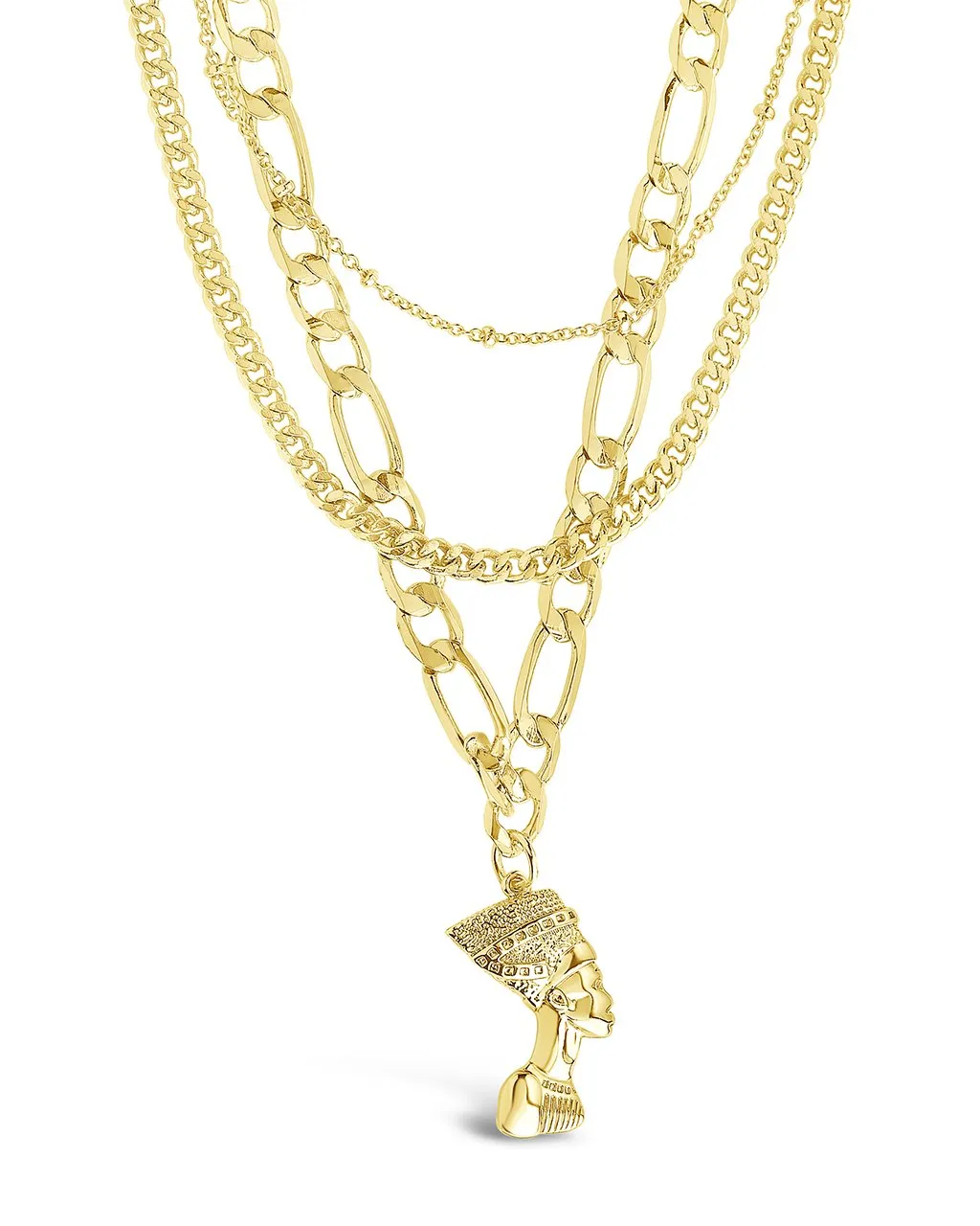 Layered Chains with Pharaoh Pendant