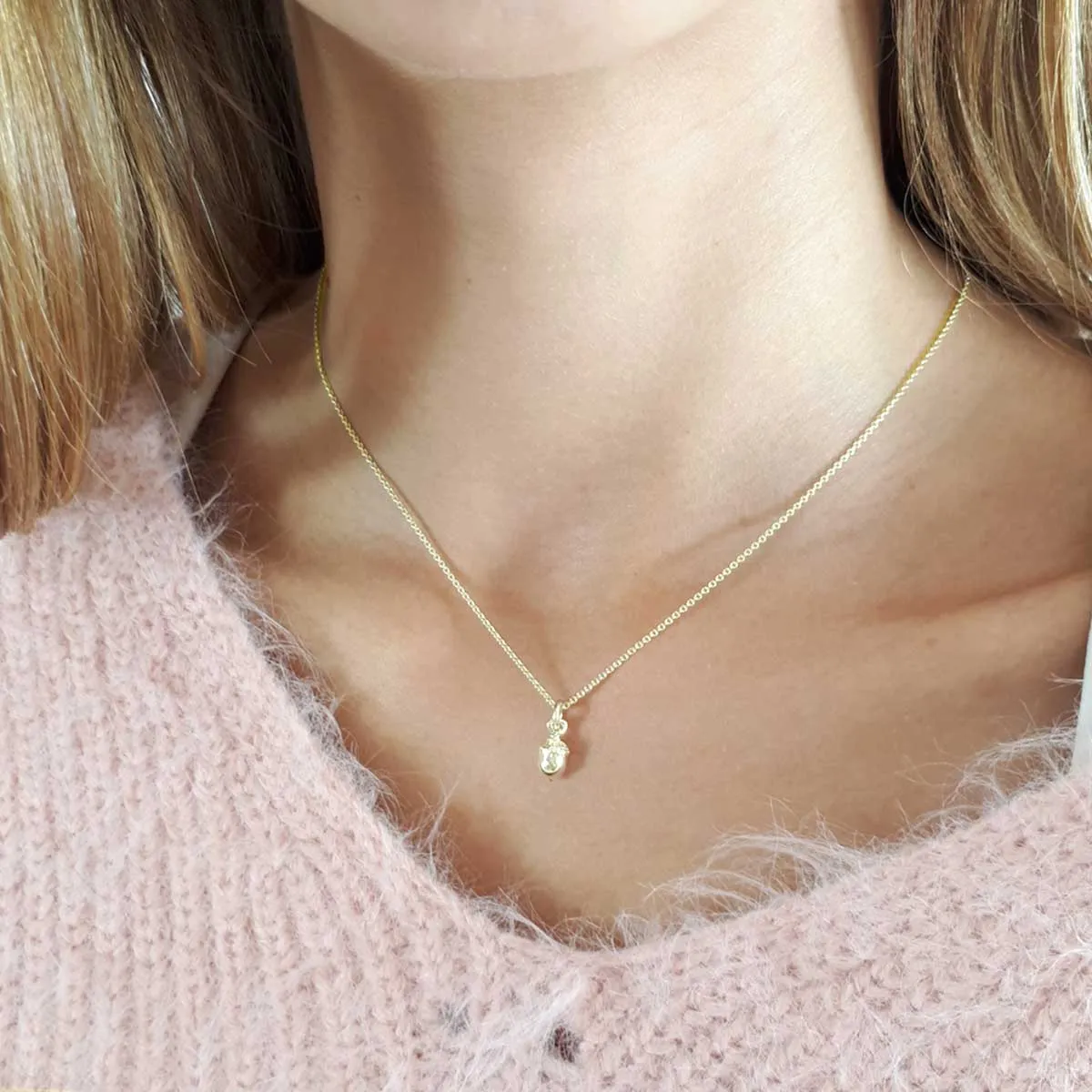 Little Acorn Solid Gold Necklace