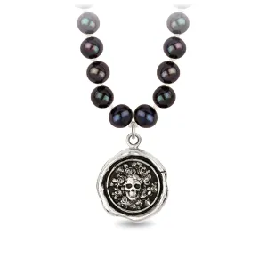 Live Every Moment Freshwater Pearl Necklace - Peacock Black