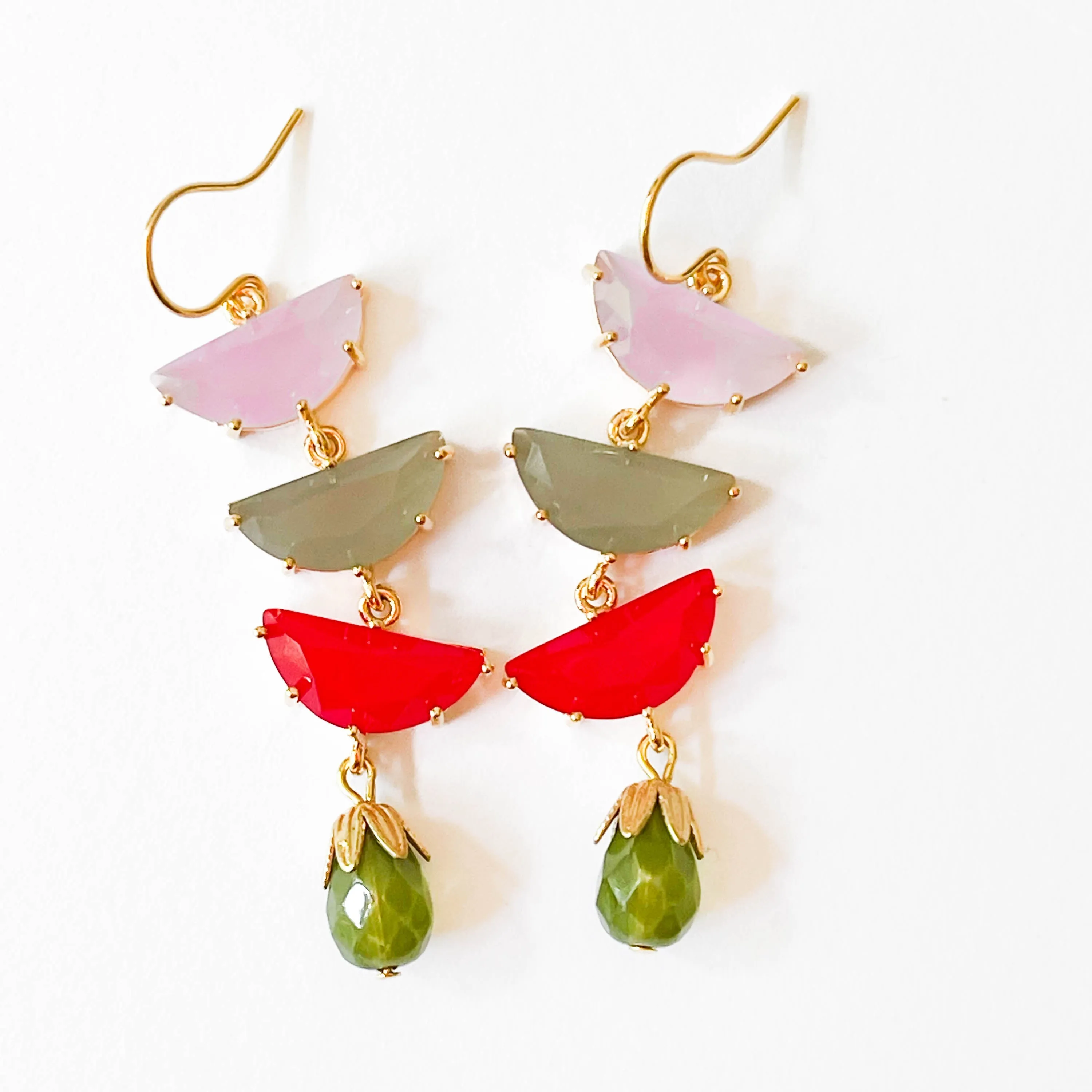 Long Colorful Half Moon Earrings - WS