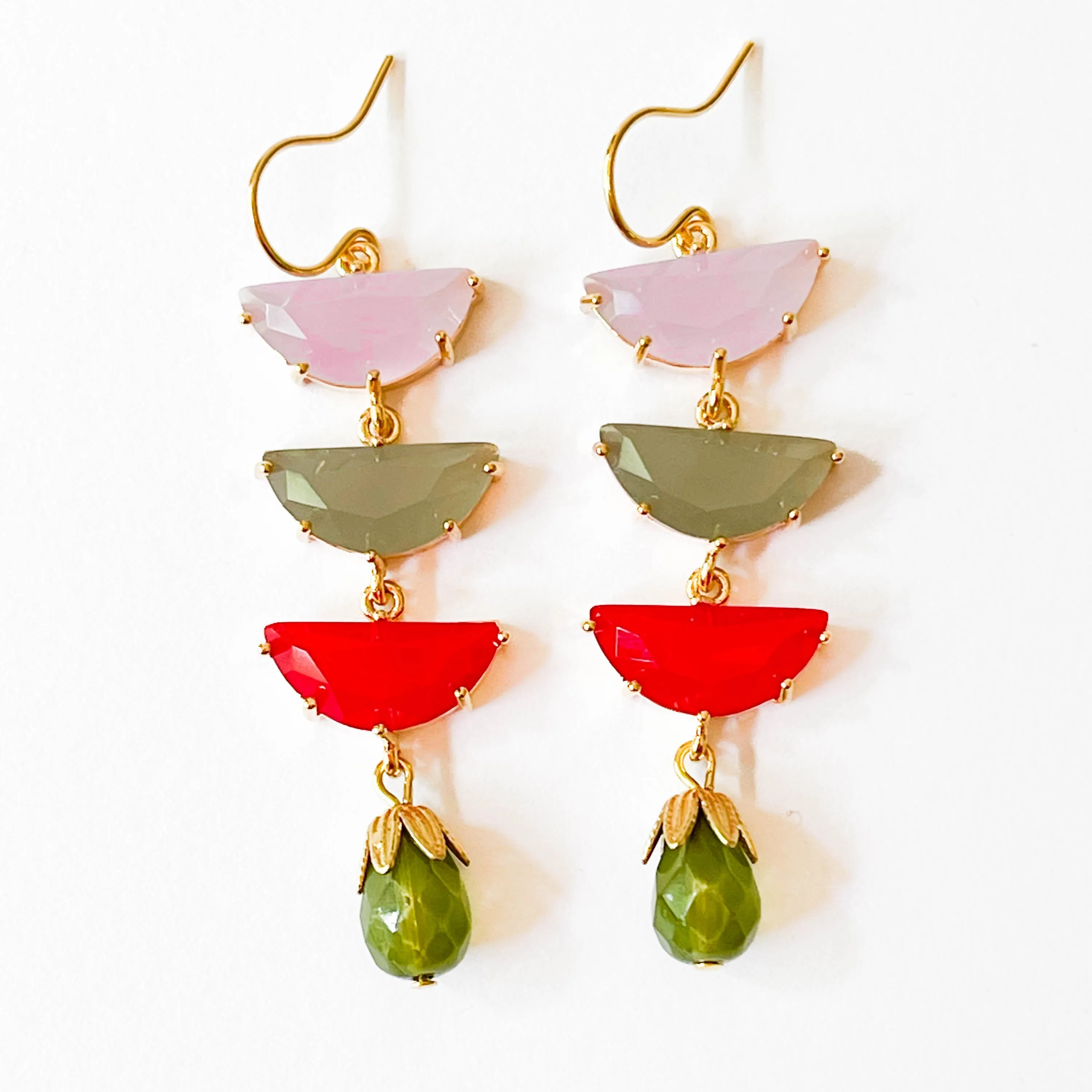 Long Colorful Half Moon Earrings - WS