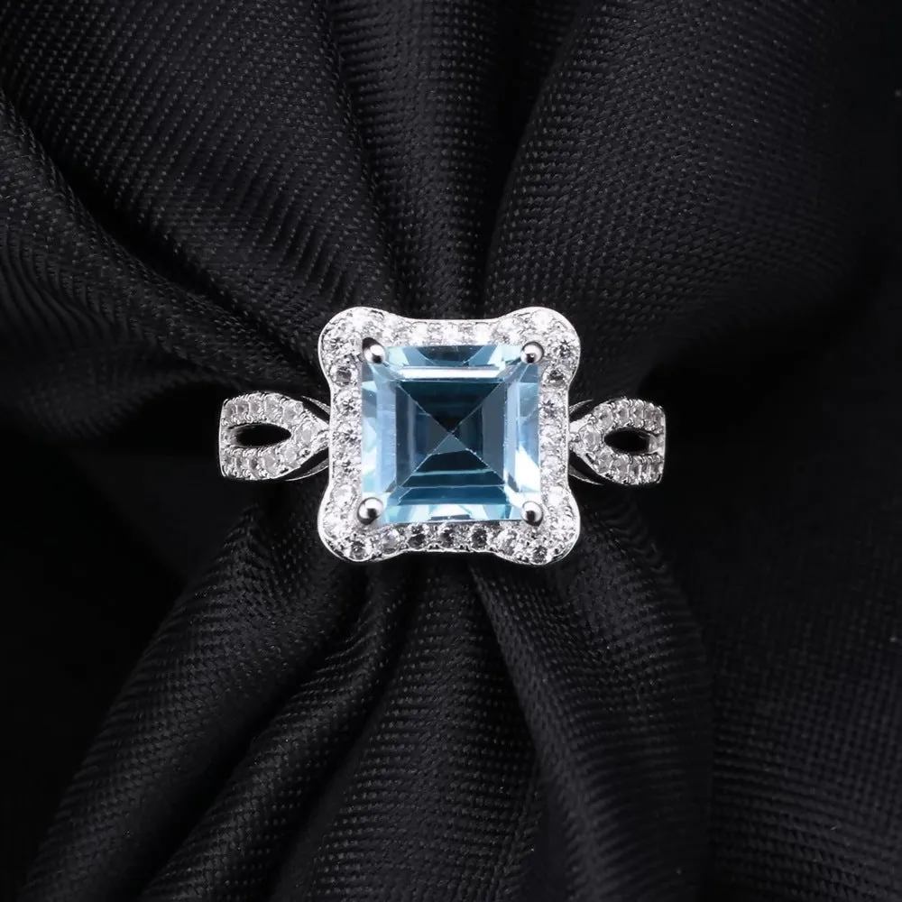 Luxurious and Fashionable Natural BlueTopaz S925 Silver Ring