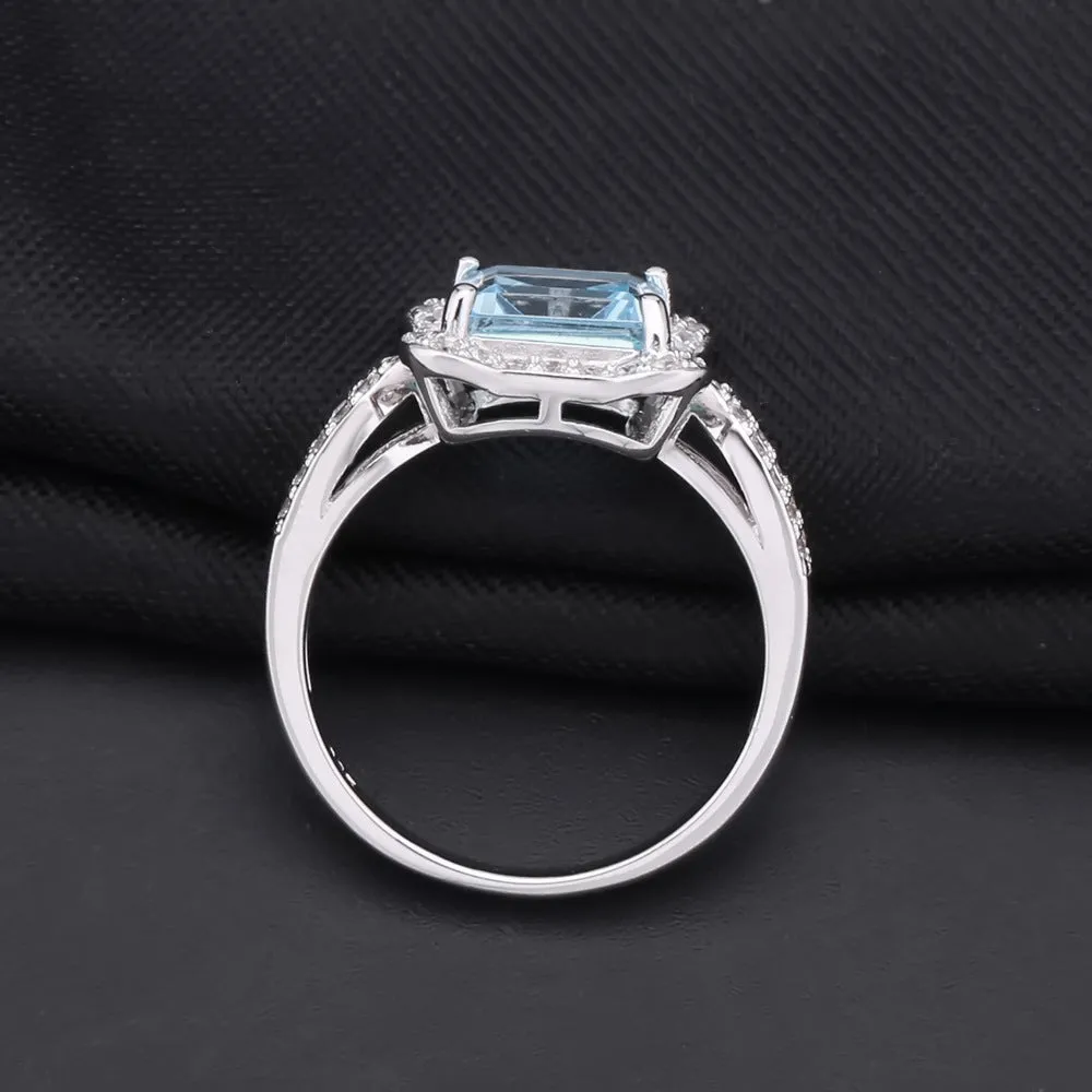 Luxurious and Fashionable Natural BlueTopaz S925 Silver Ring