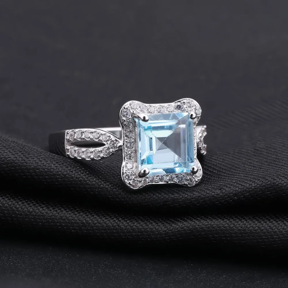 Luxurious and Fashionable Natural BlueTopaz S925 Silver Ring