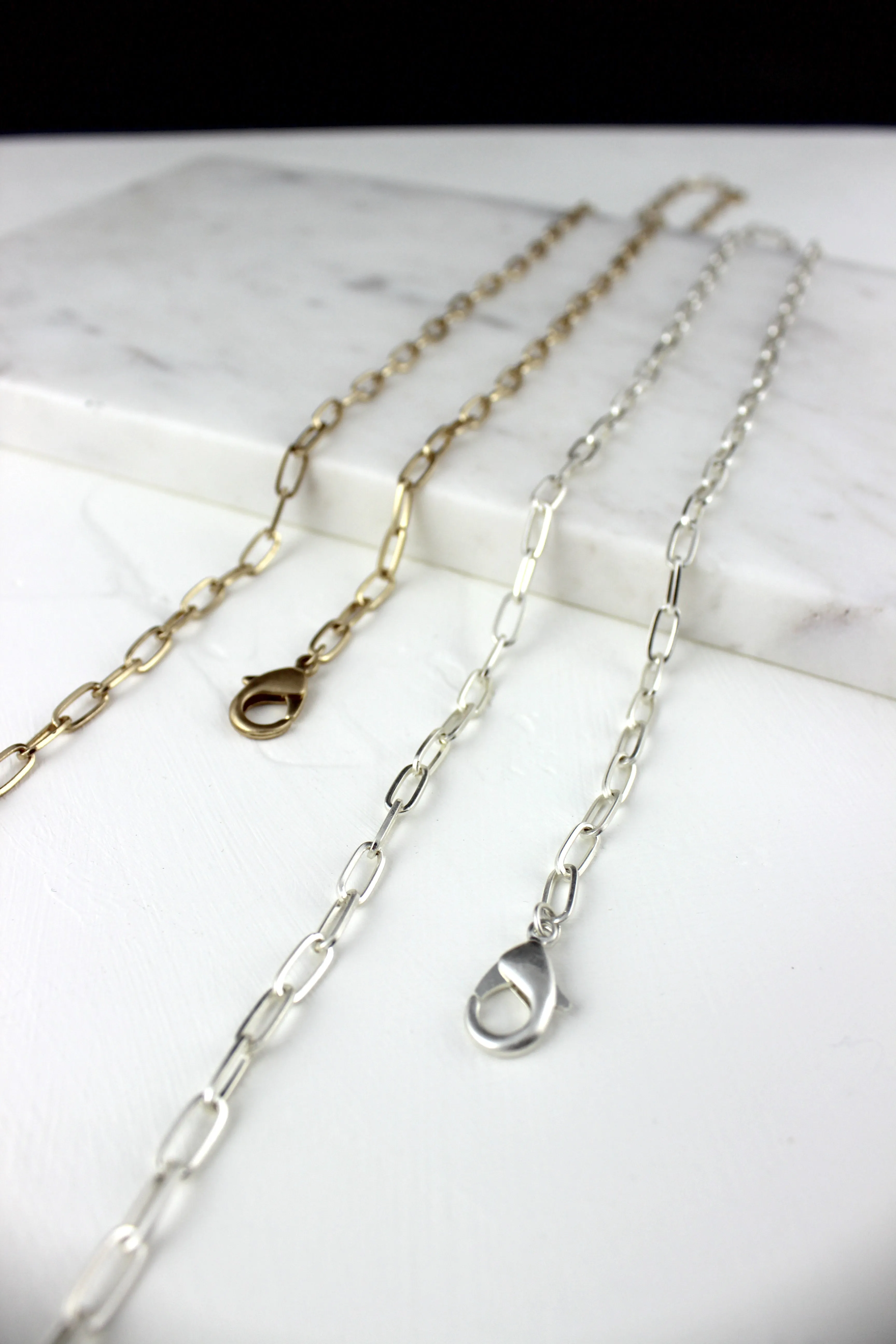 Mask Chain // Gold or Silver Box Chain Necklace, Gold Mask Lanyard // BH-M003