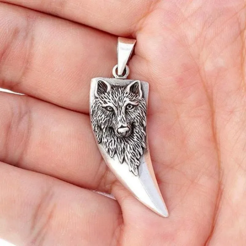 Mens and Womens Solid Sterling Silver Wolf Tooth Pendant