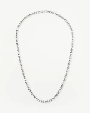 Mens Flat Curb Chain Necklace | Silver Plated