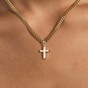 Micro Simple Cross Pendant in Yellow Gold