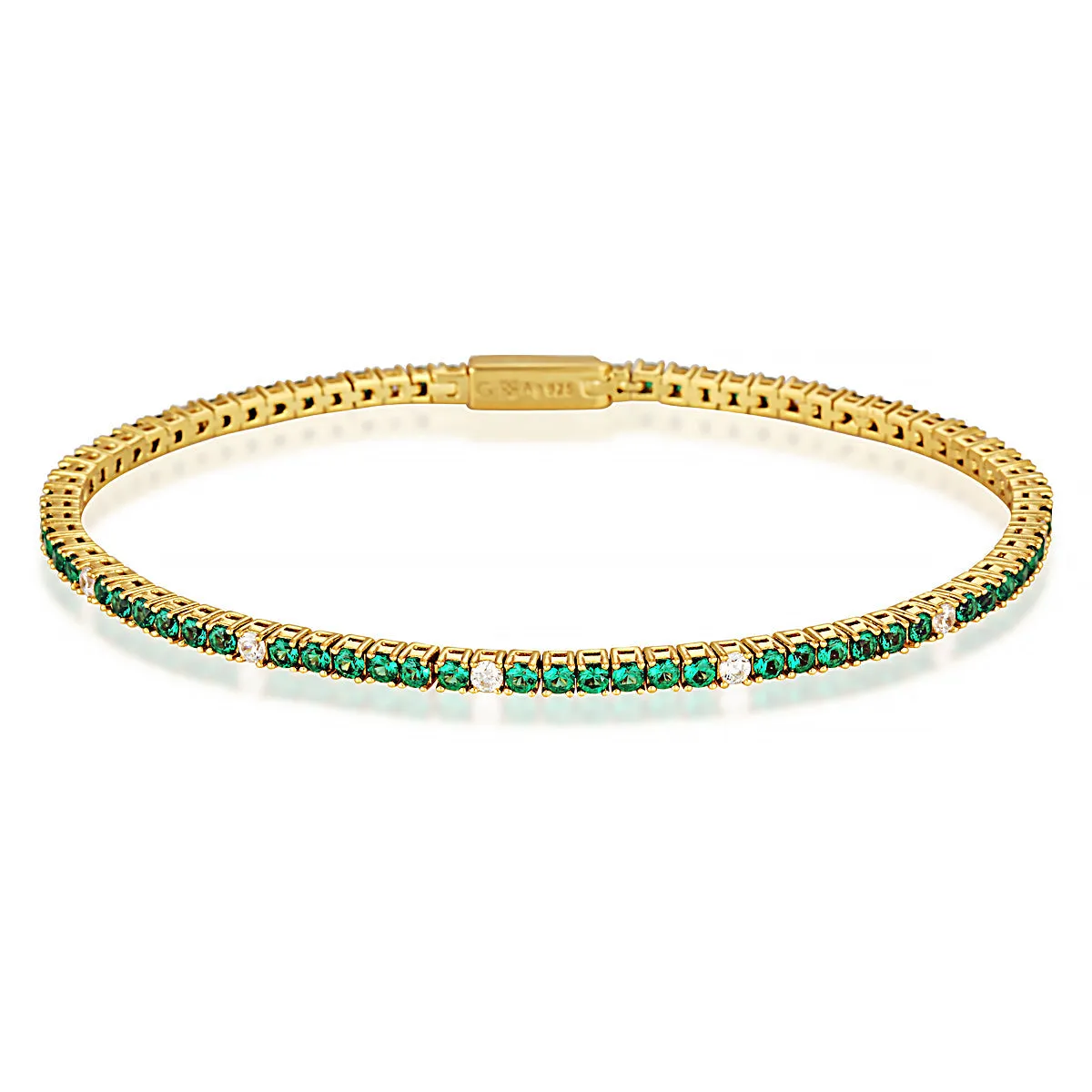 MILESTONE EMERALD 2MM TENNIS BRACELET IN GOLD