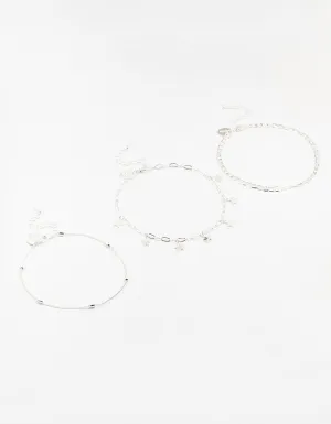 Mixed Chain Anklets 3-Pack