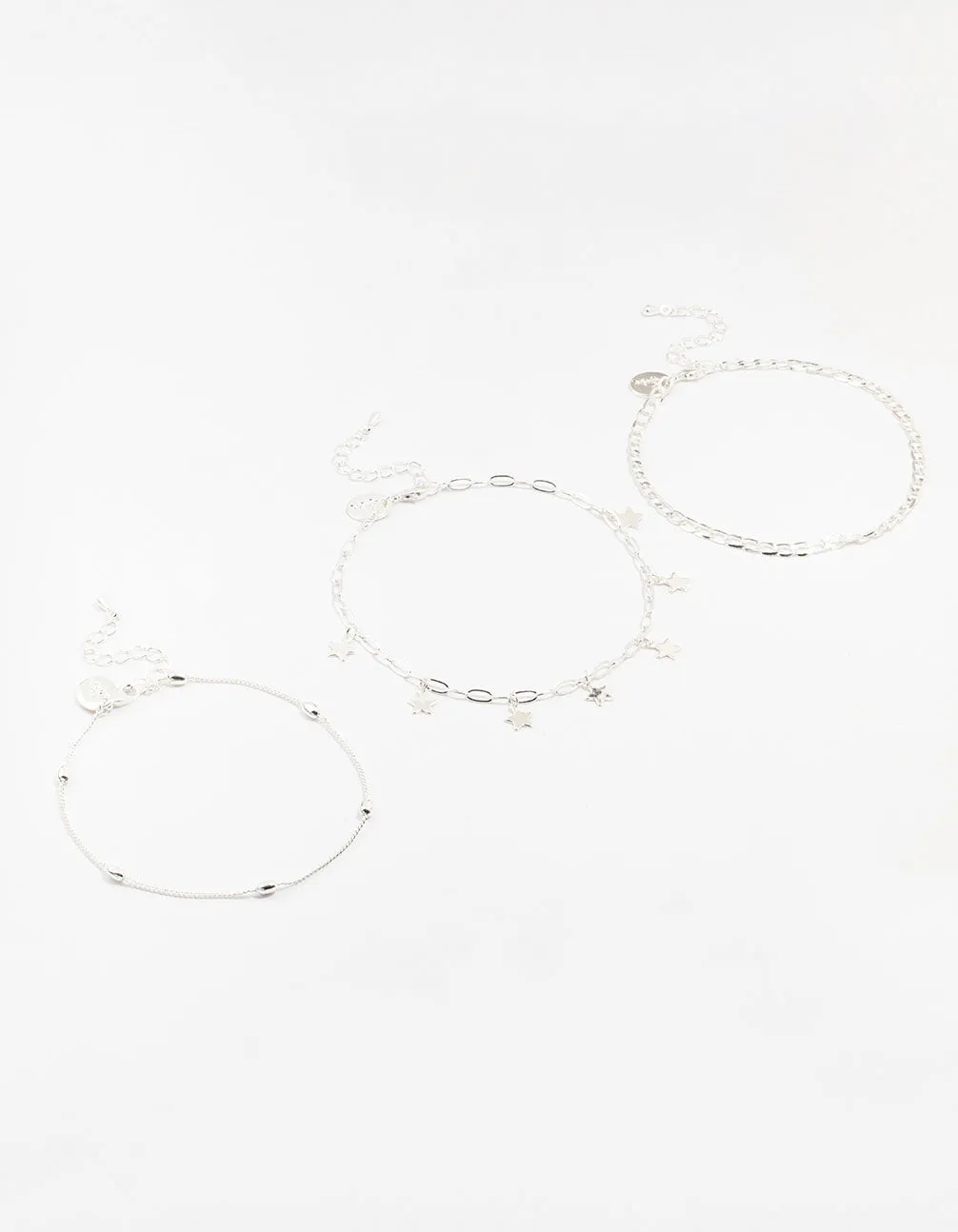 Mixed Chain Anklets 3-Pack