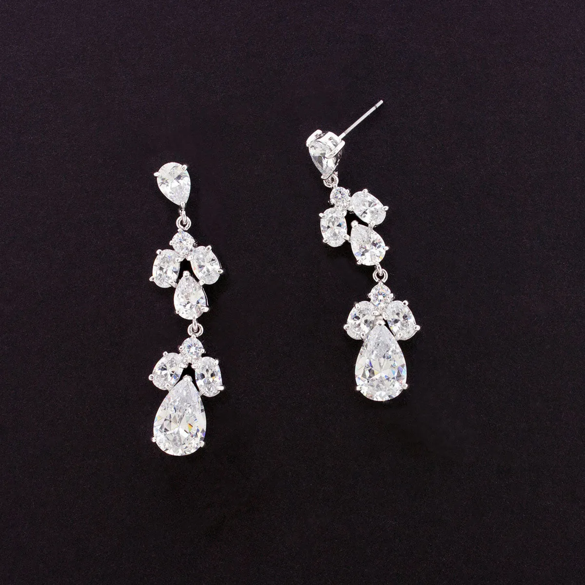 Multi-Tier Cubic Zirconia Earrings