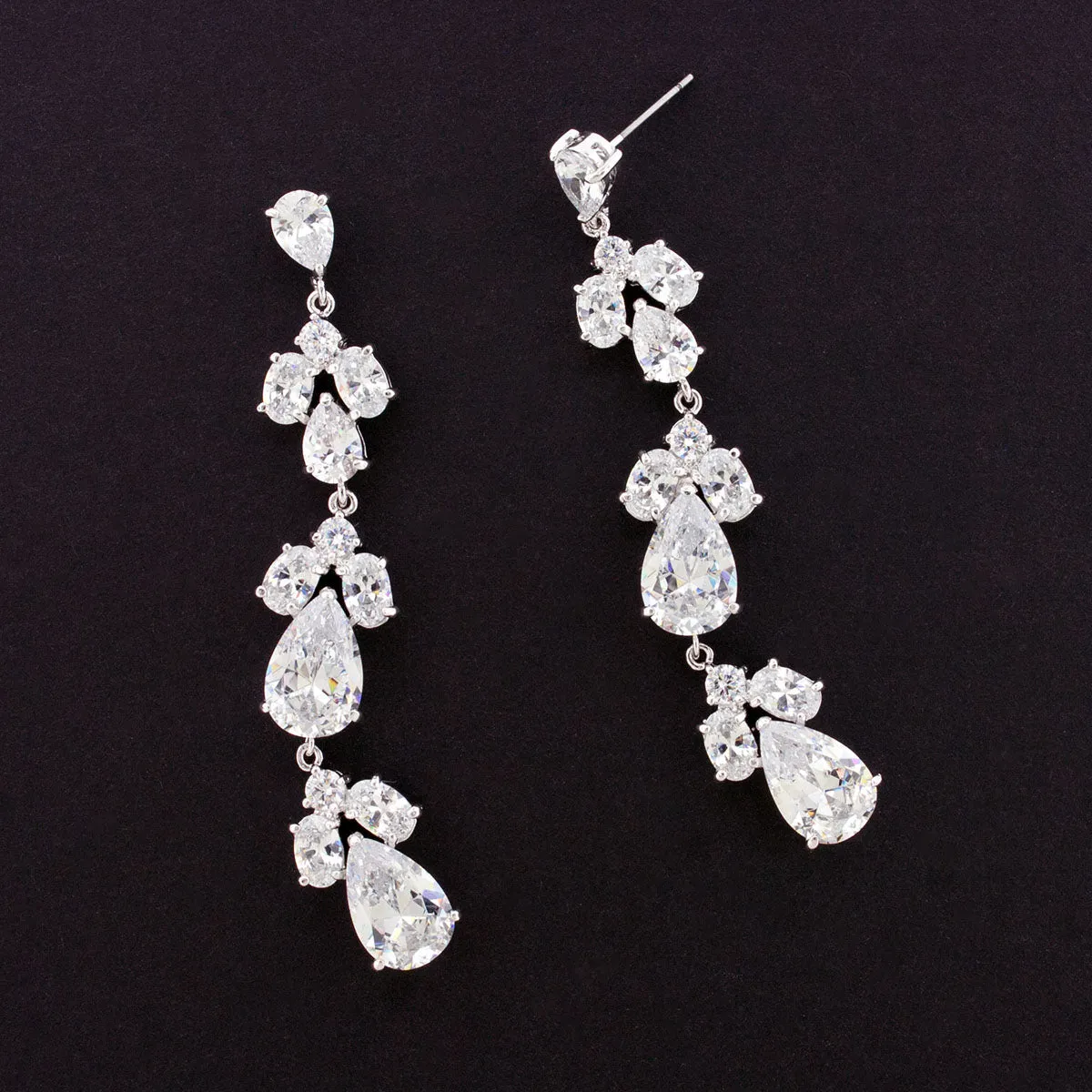 Multi-Tier Cubic Zirconia Earrings