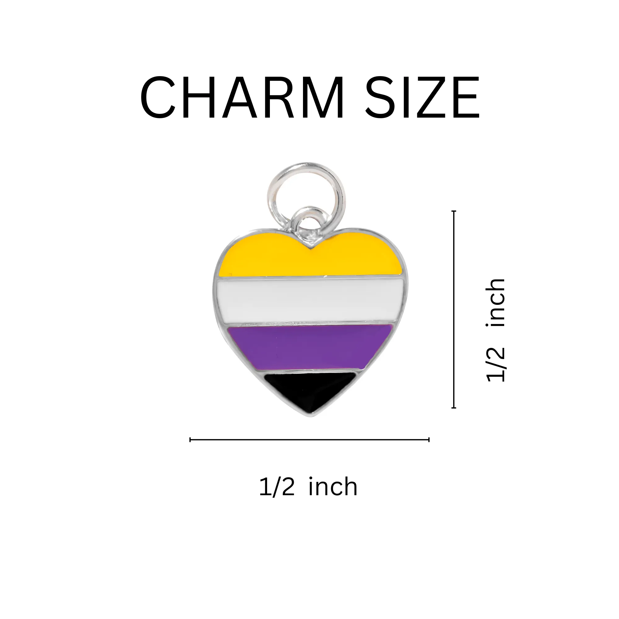 Nonbinary Flag Colored Heart Chunky Charm Bracelets