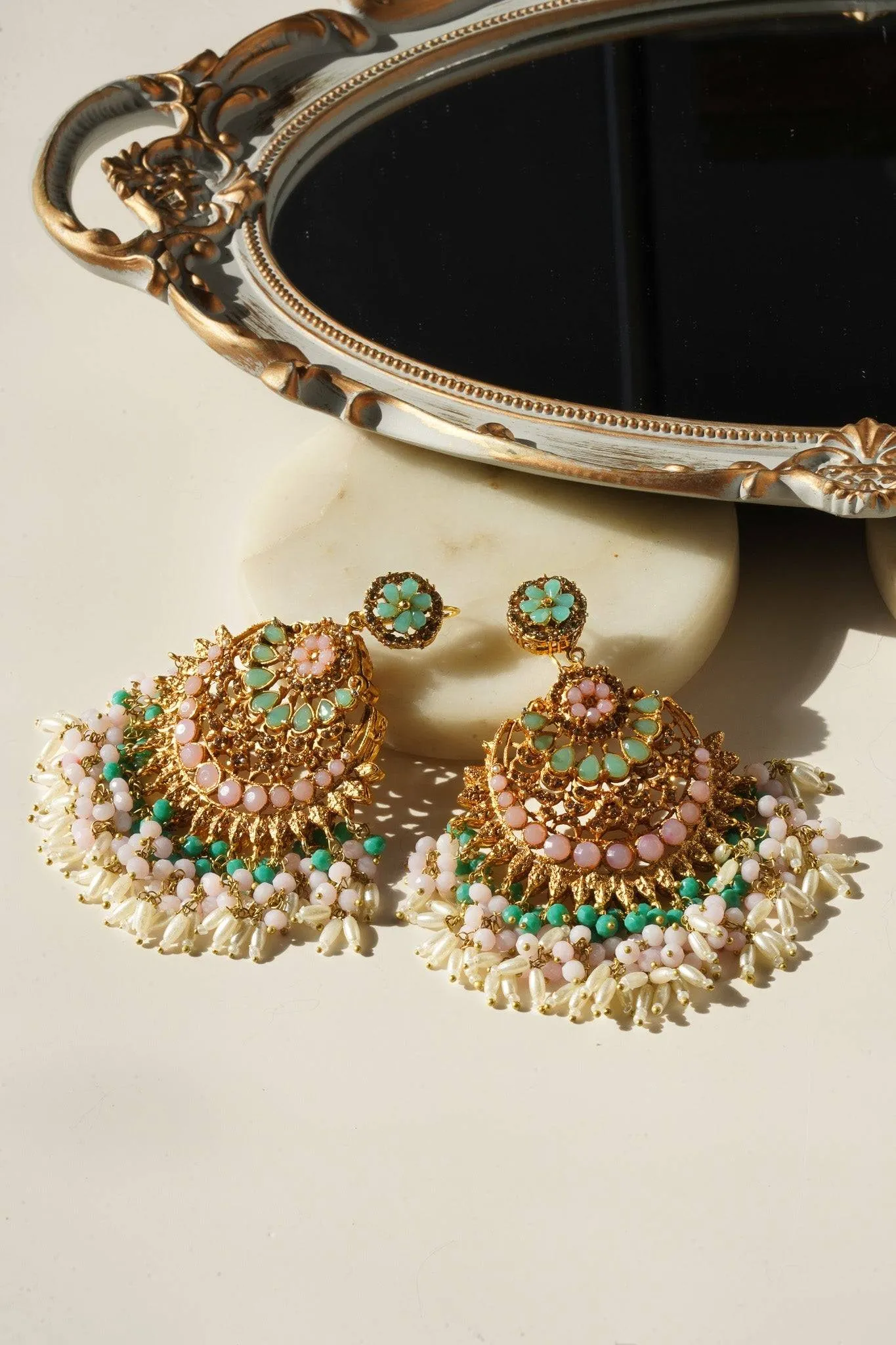 Nora - Oversized Chandbali Statement Earrings