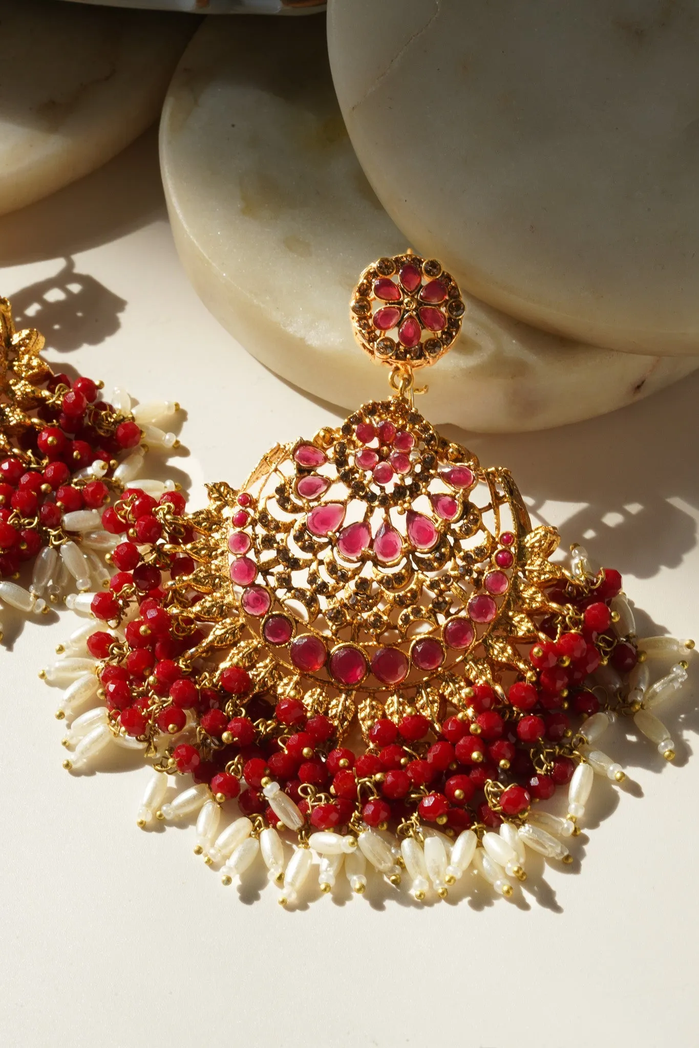 Nora - Oversized Chandbali Statement Earrings