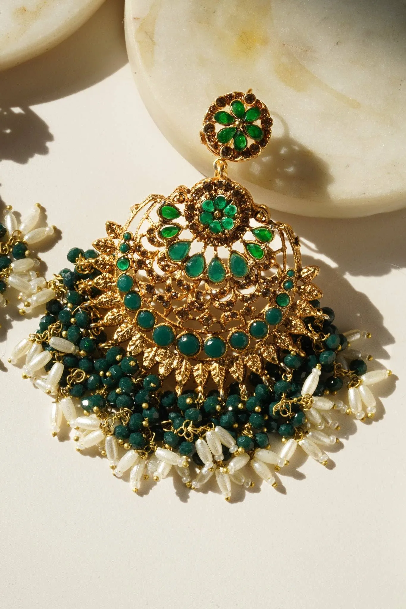 Nora - Oversized Chandbali Statement Earrings