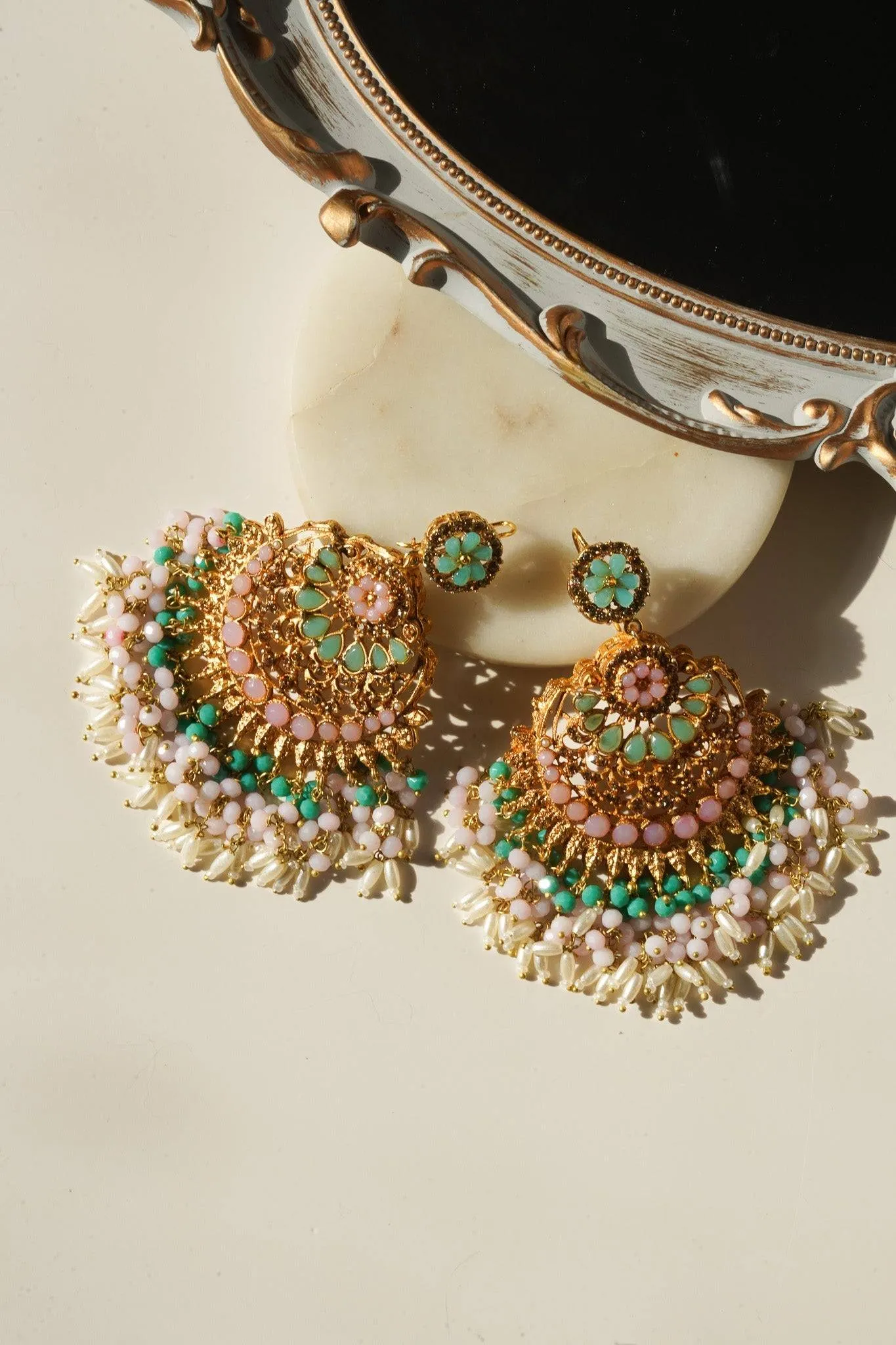 Nora - Oversized Chandbali Statement Earrings