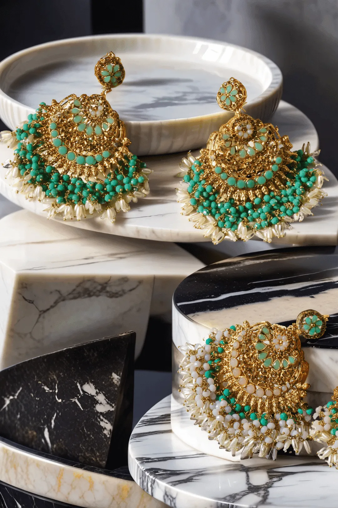 Nora - Oversized Chandbali Statement Earrings