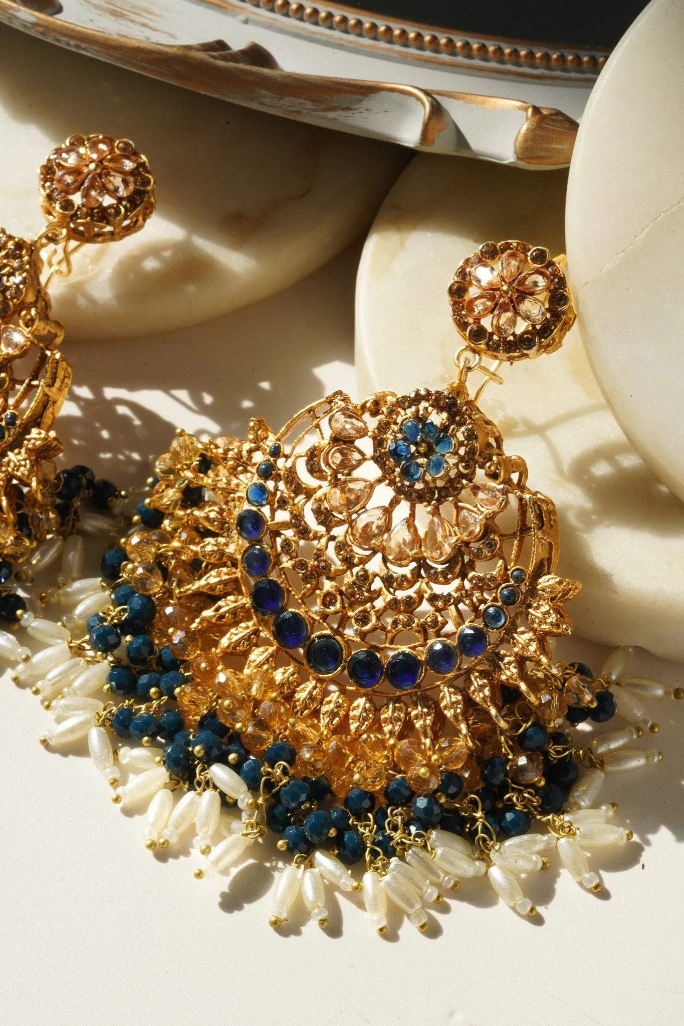 Nora - Oversized Chandbali Statement Earrings