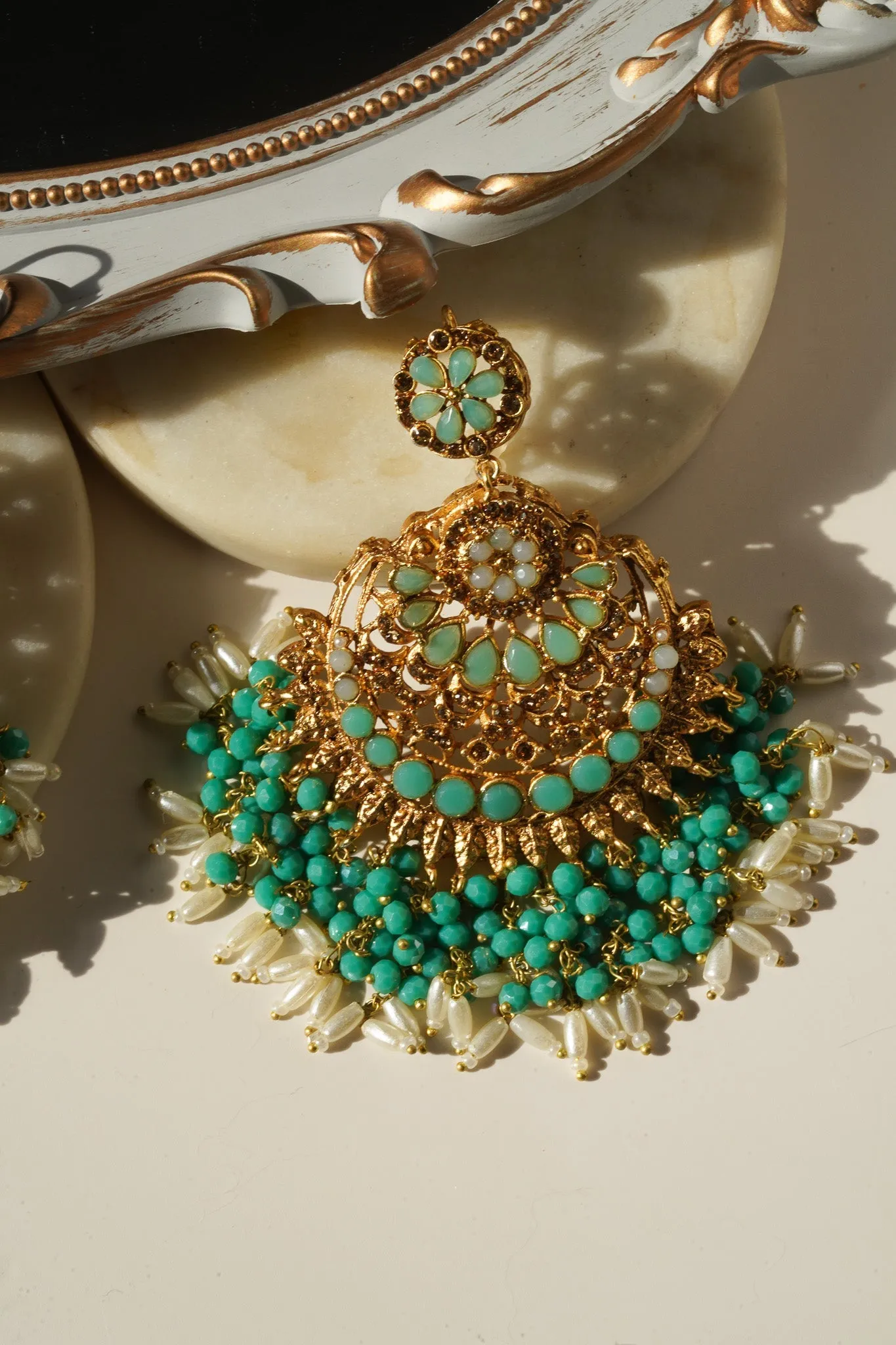 Nora - Oversized Chandbali Statement Earrings