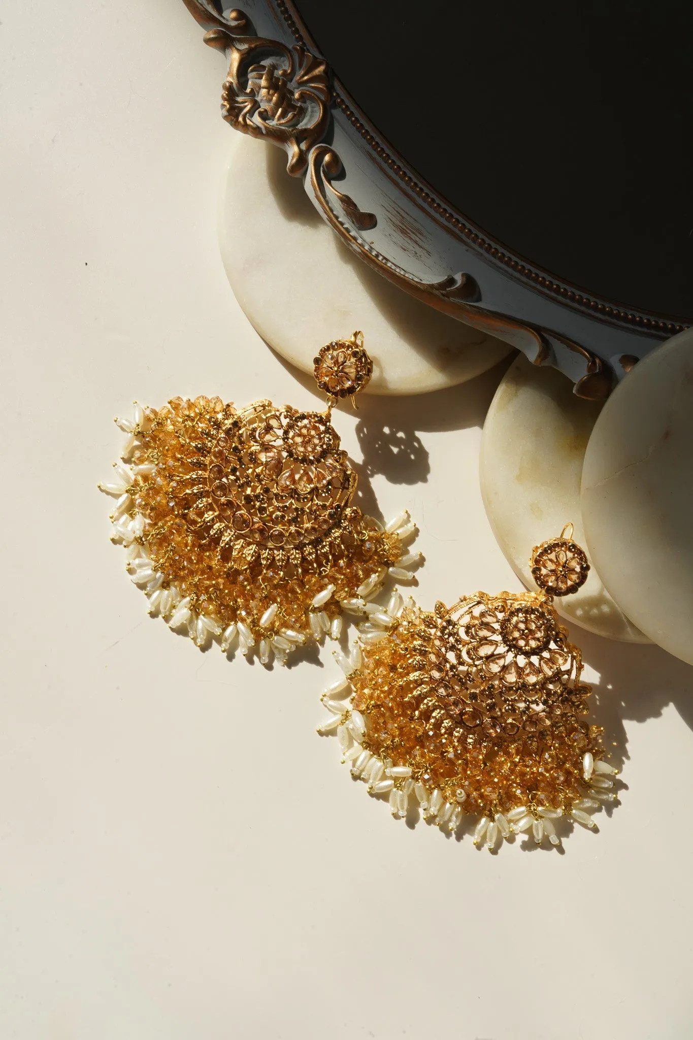 Nora - Oversized Chandbali Statement Earrings