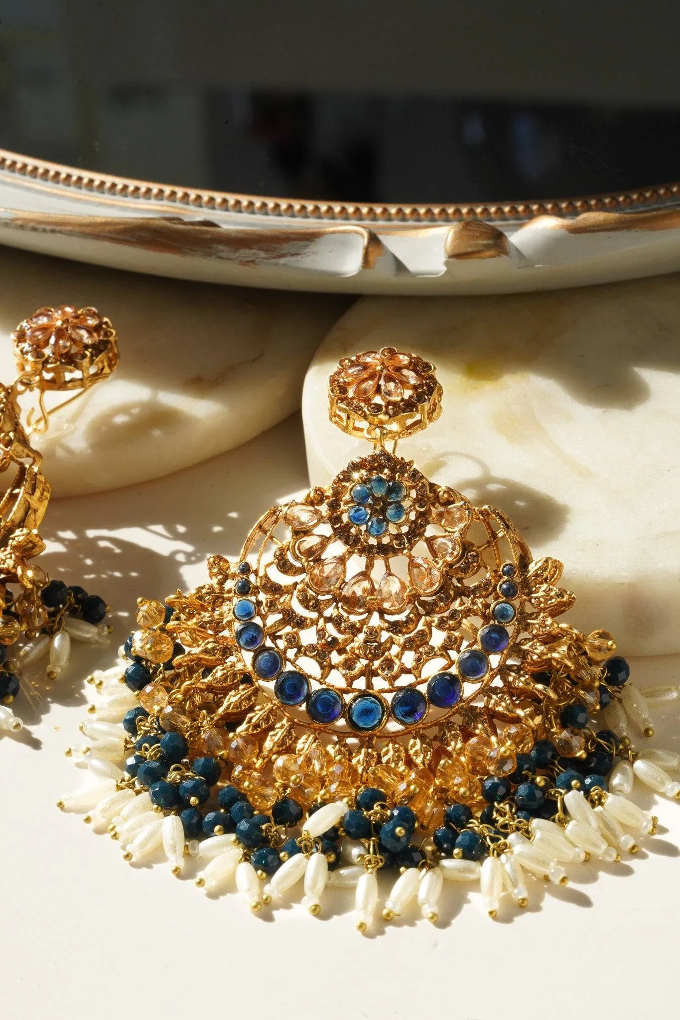 Nora - Oversized Chandbali Statement Earrings