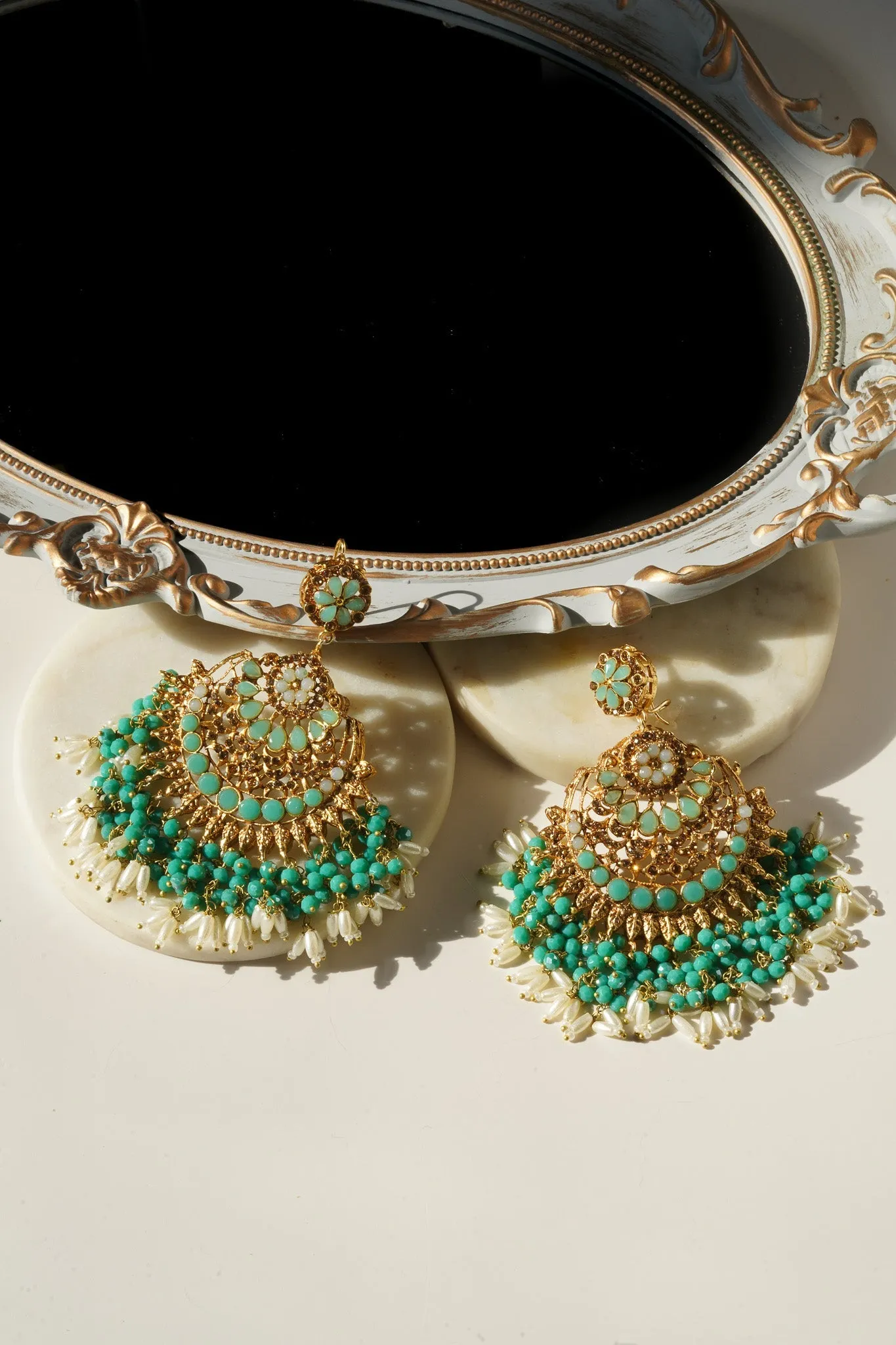 Nora - Oversized Chandbali Statement Earrings