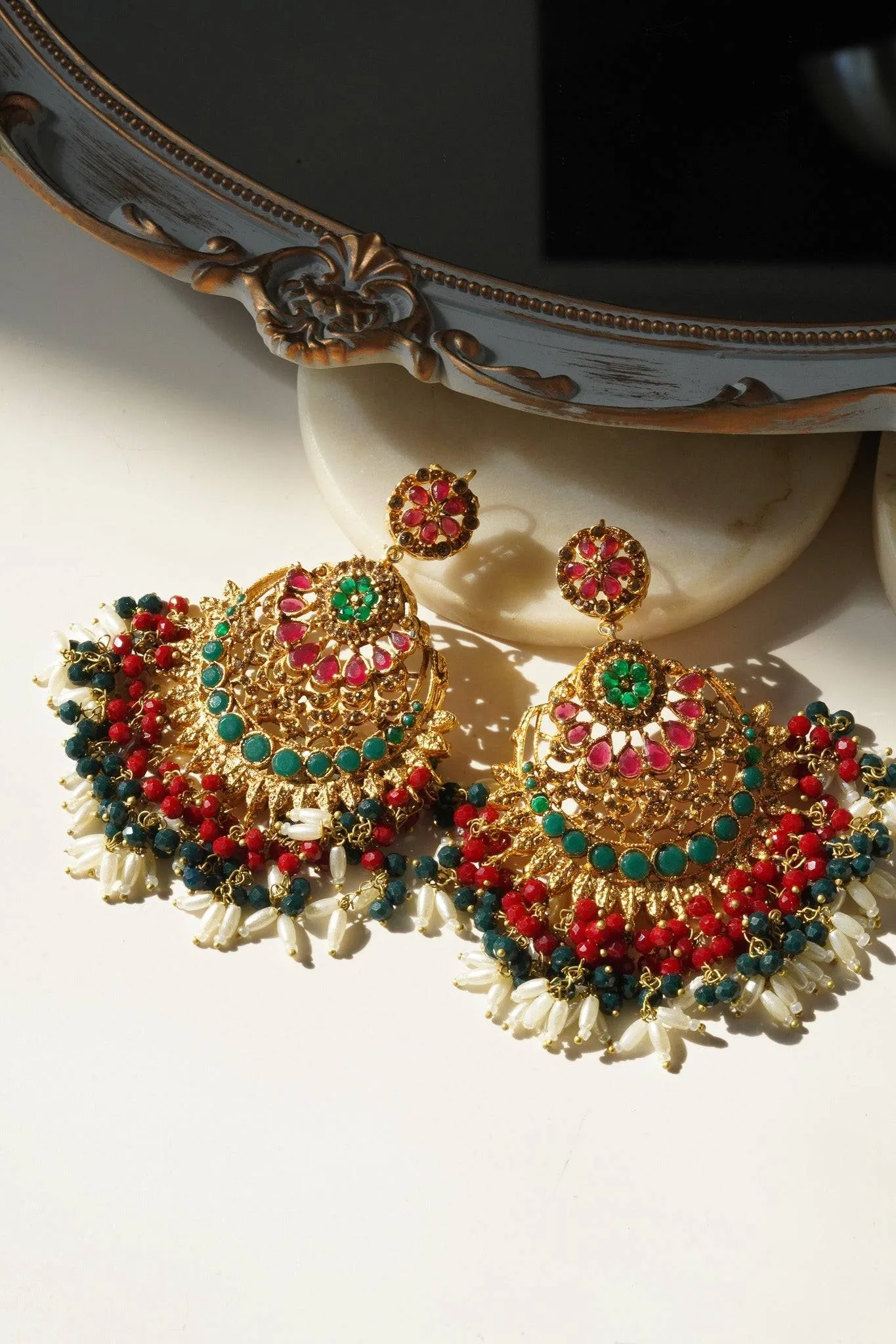 Nora - Oversized Chandbali Statement Earrings