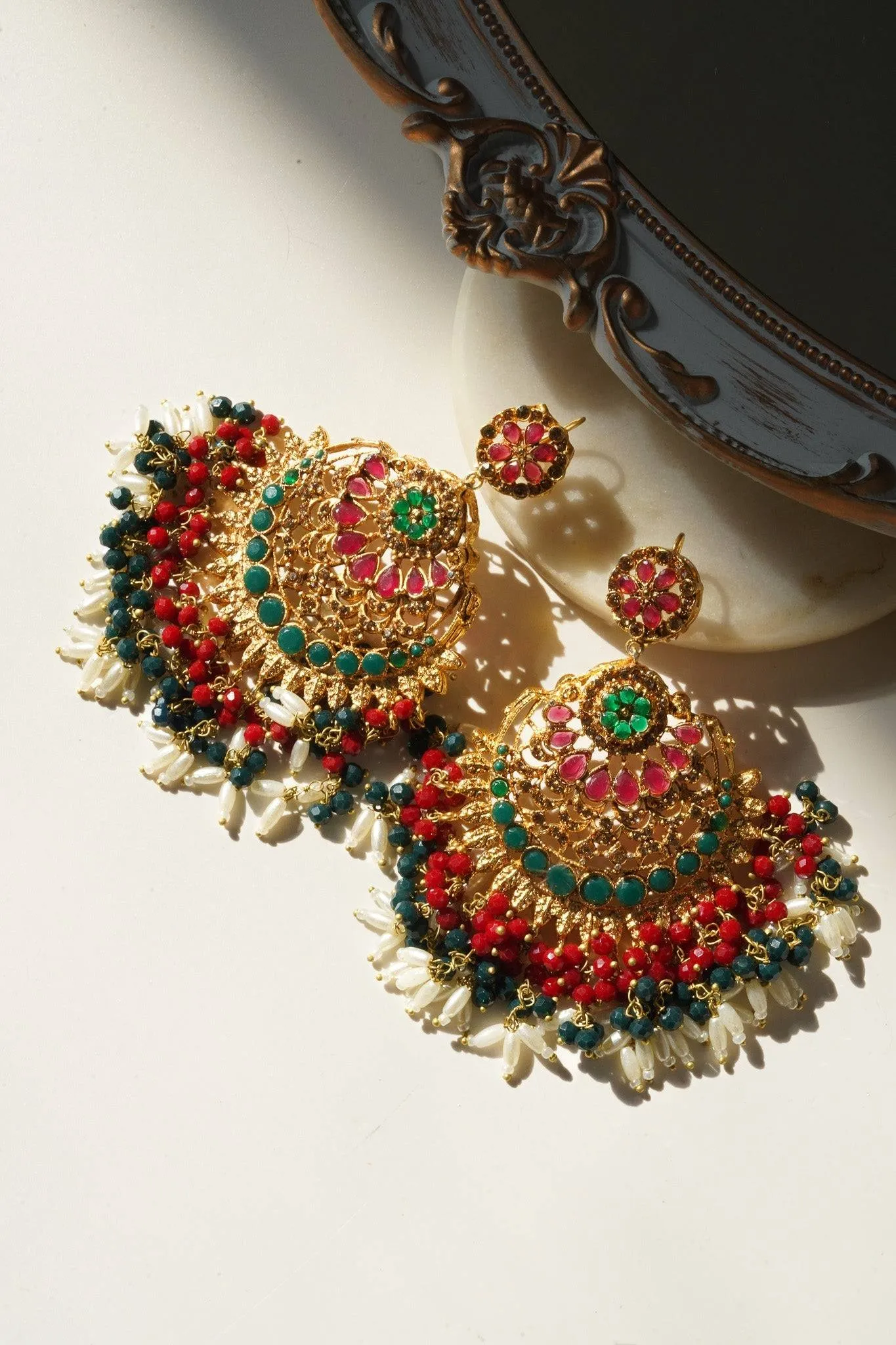 Nora - Oversized Chandbali Statement Earrings