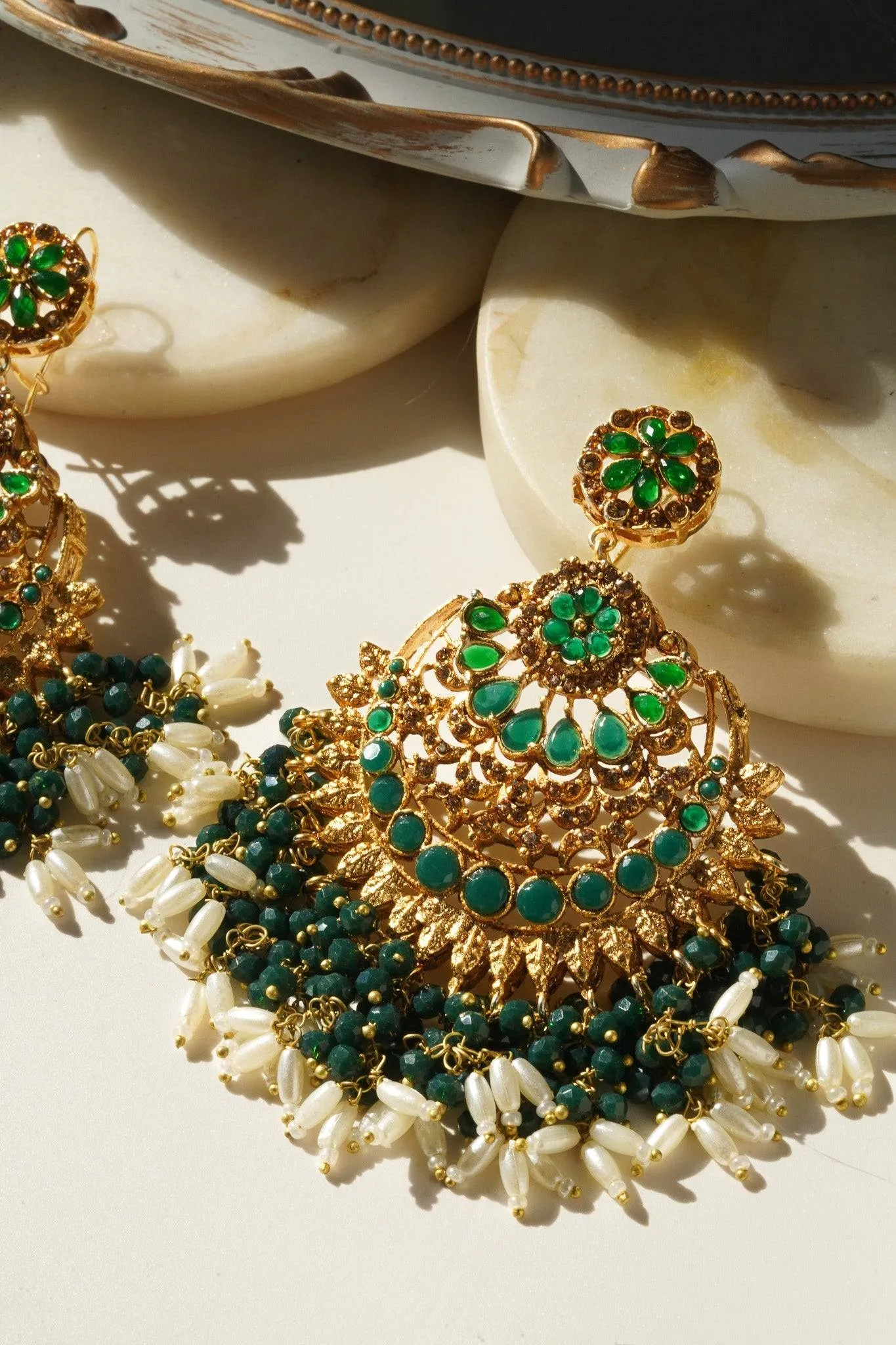 Nora - Oversized Chandbali Statement Earrings