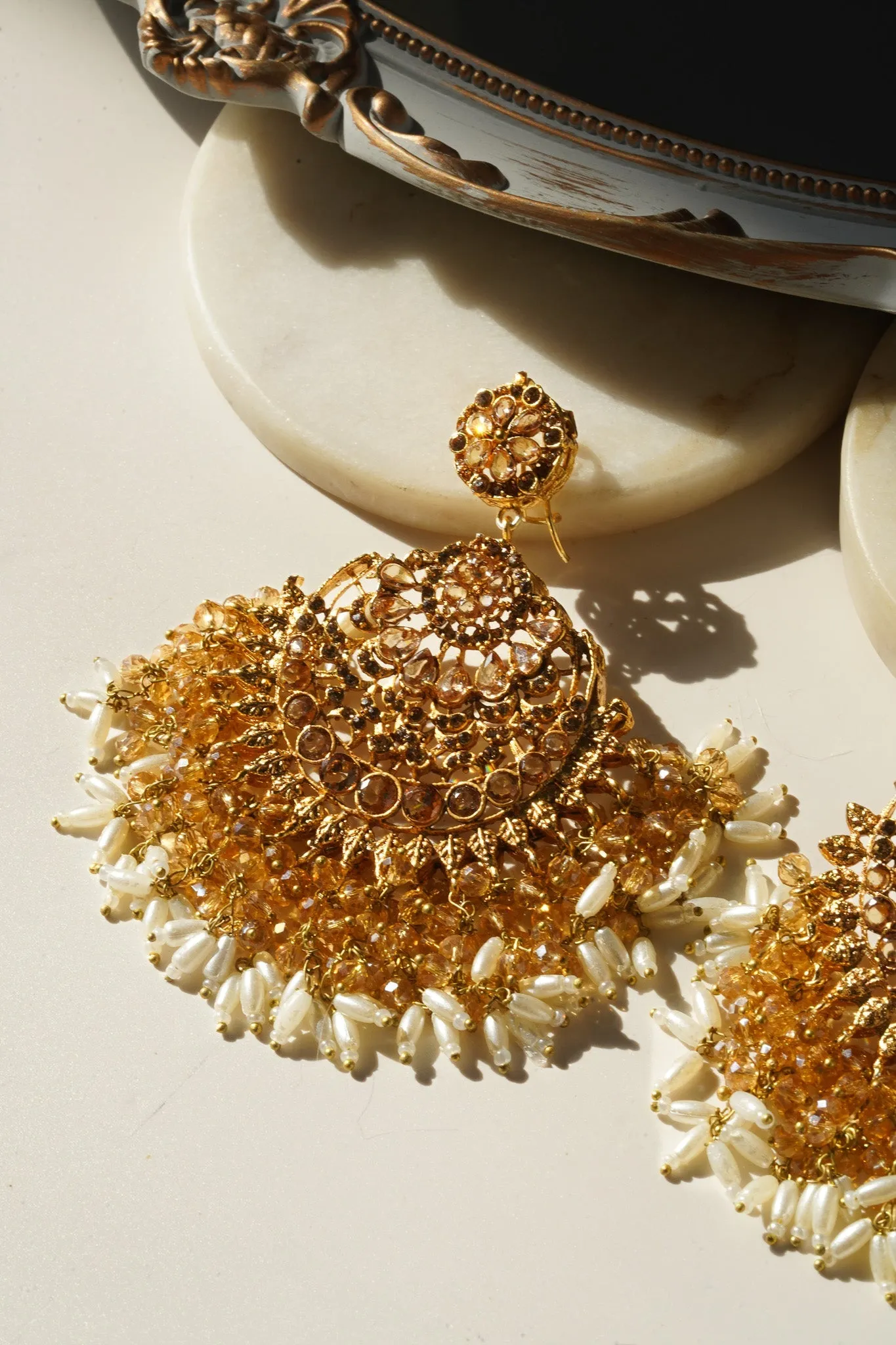 Nora - Oversized Chandbali Statement Earrings