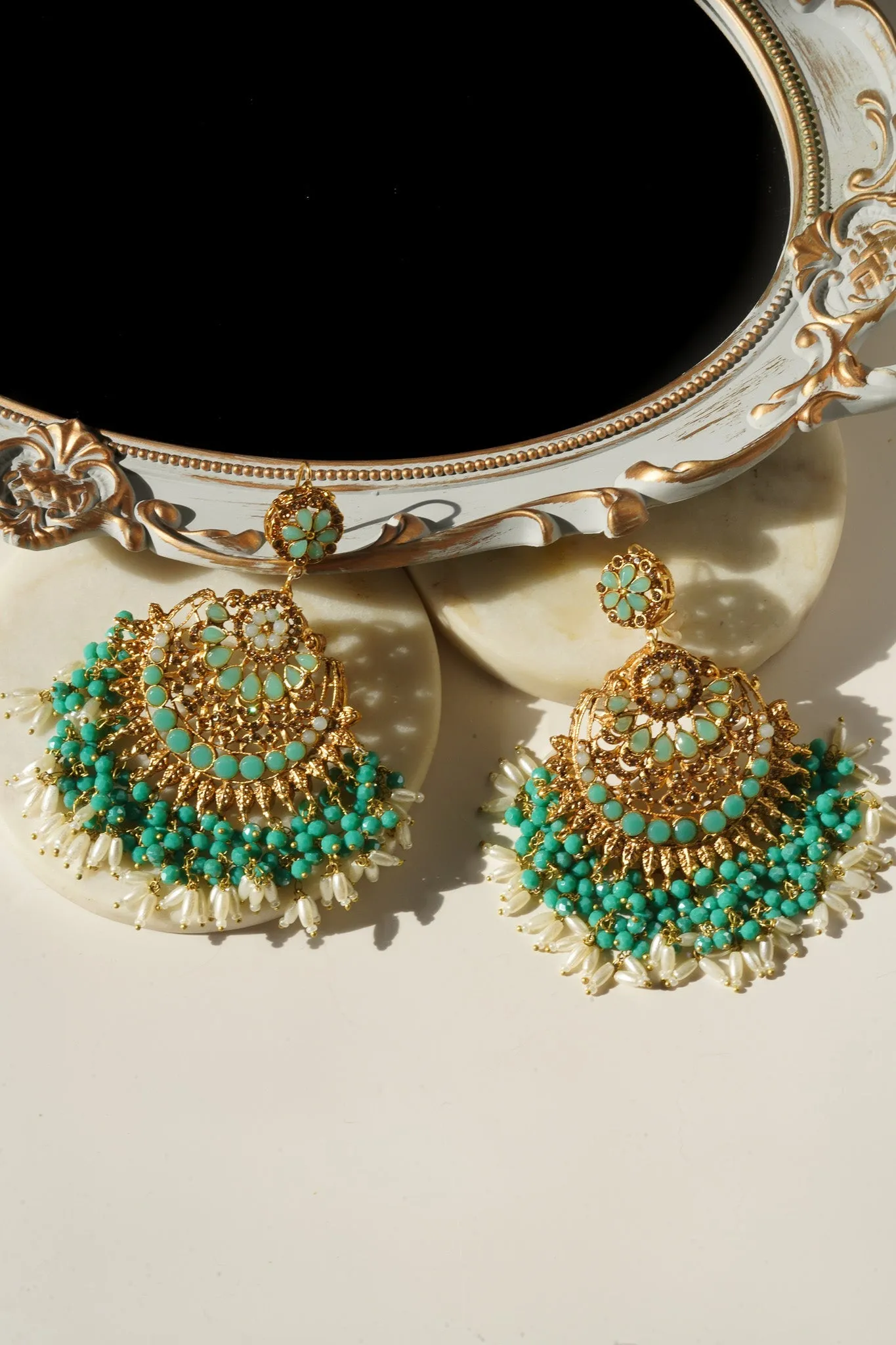 Nora - Oversized Chandbali Statement Earrings