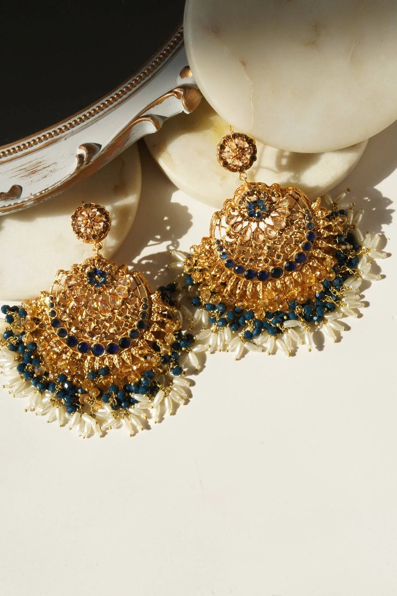 Nora - Oversized Chandbali Statement Earrings