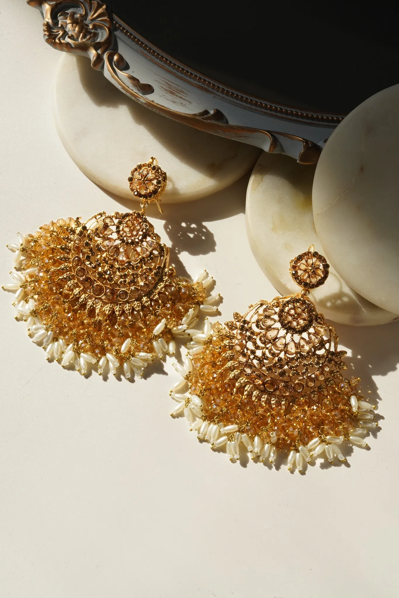 Nora - Oversized Chandbali Statement Earrings