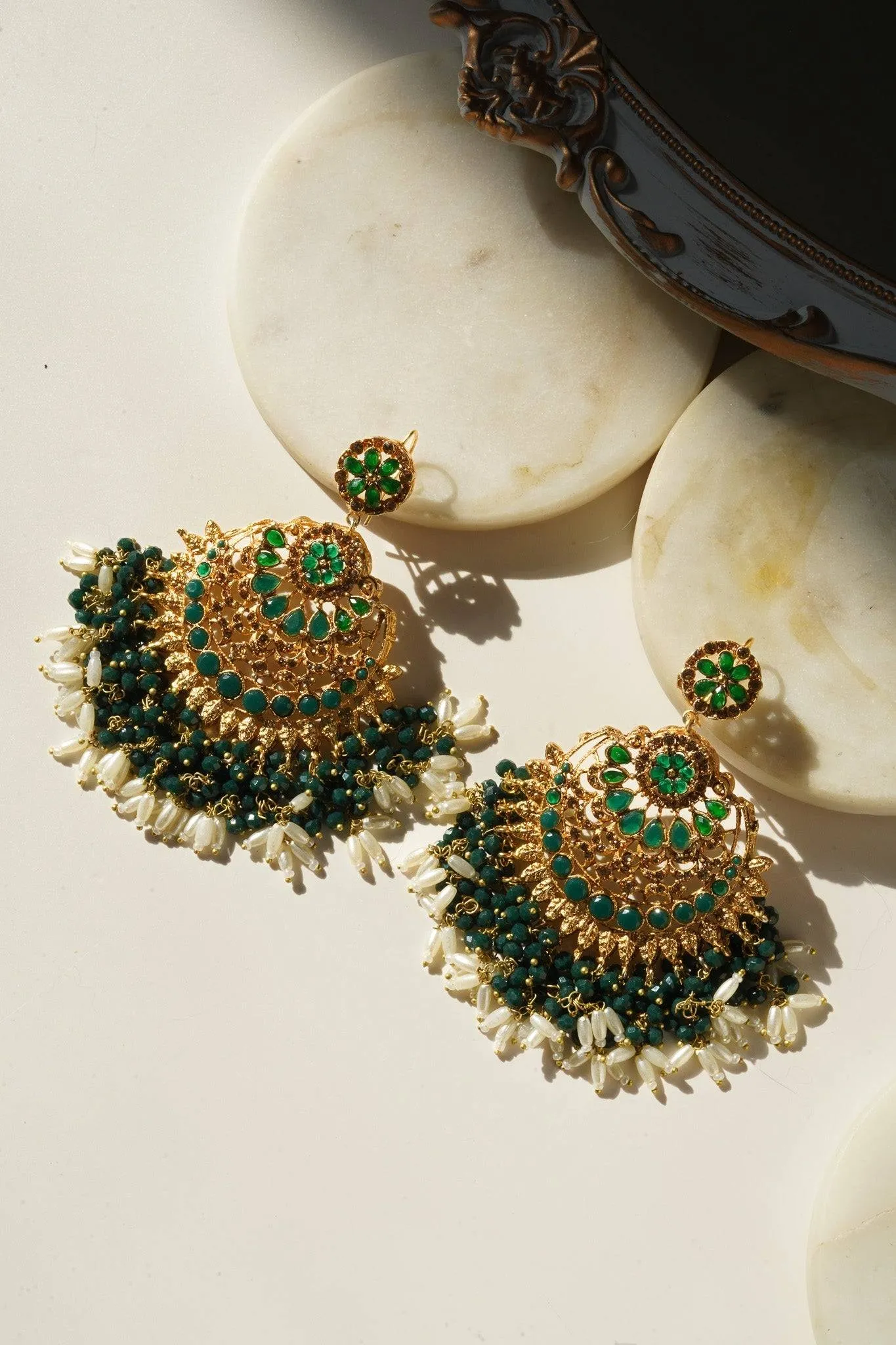 Nora - Oversized Chandbali Statement Earrings