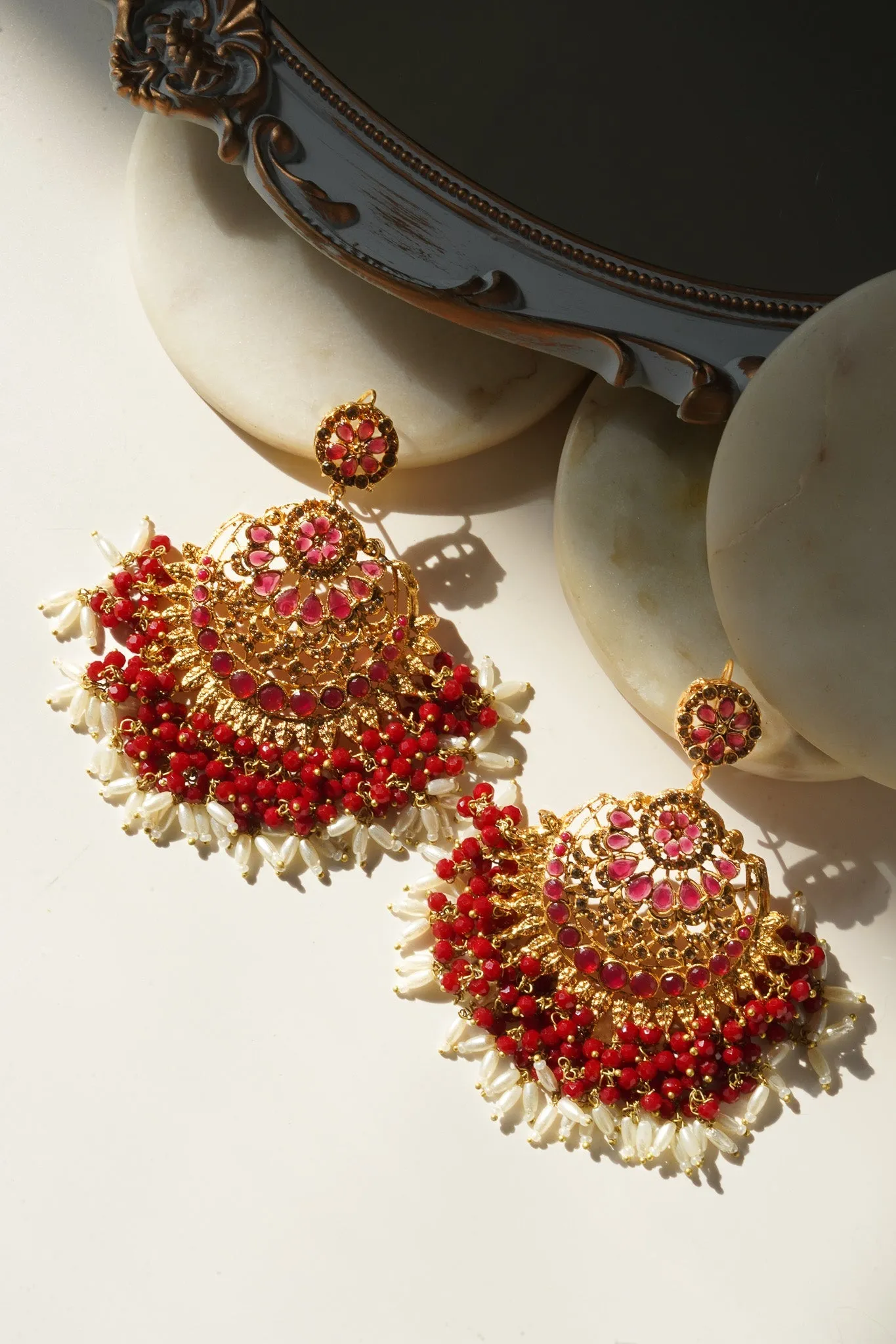 Nora - Oversized Chandbali Statement Earrings