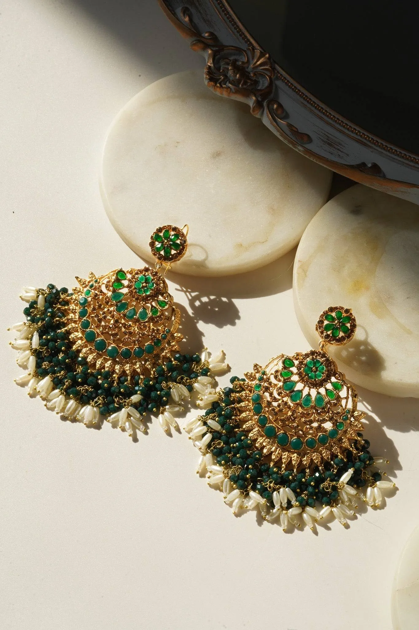 Nora - Oversized Chandbali Statement Earrings