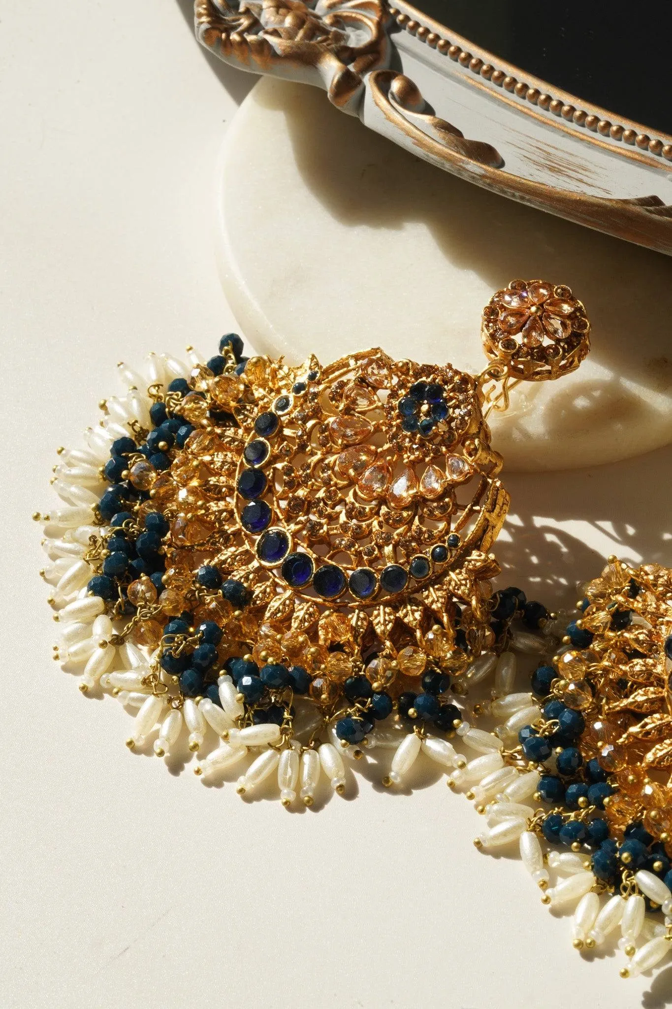 Nora - Oversized Chandbali Statement Earrings