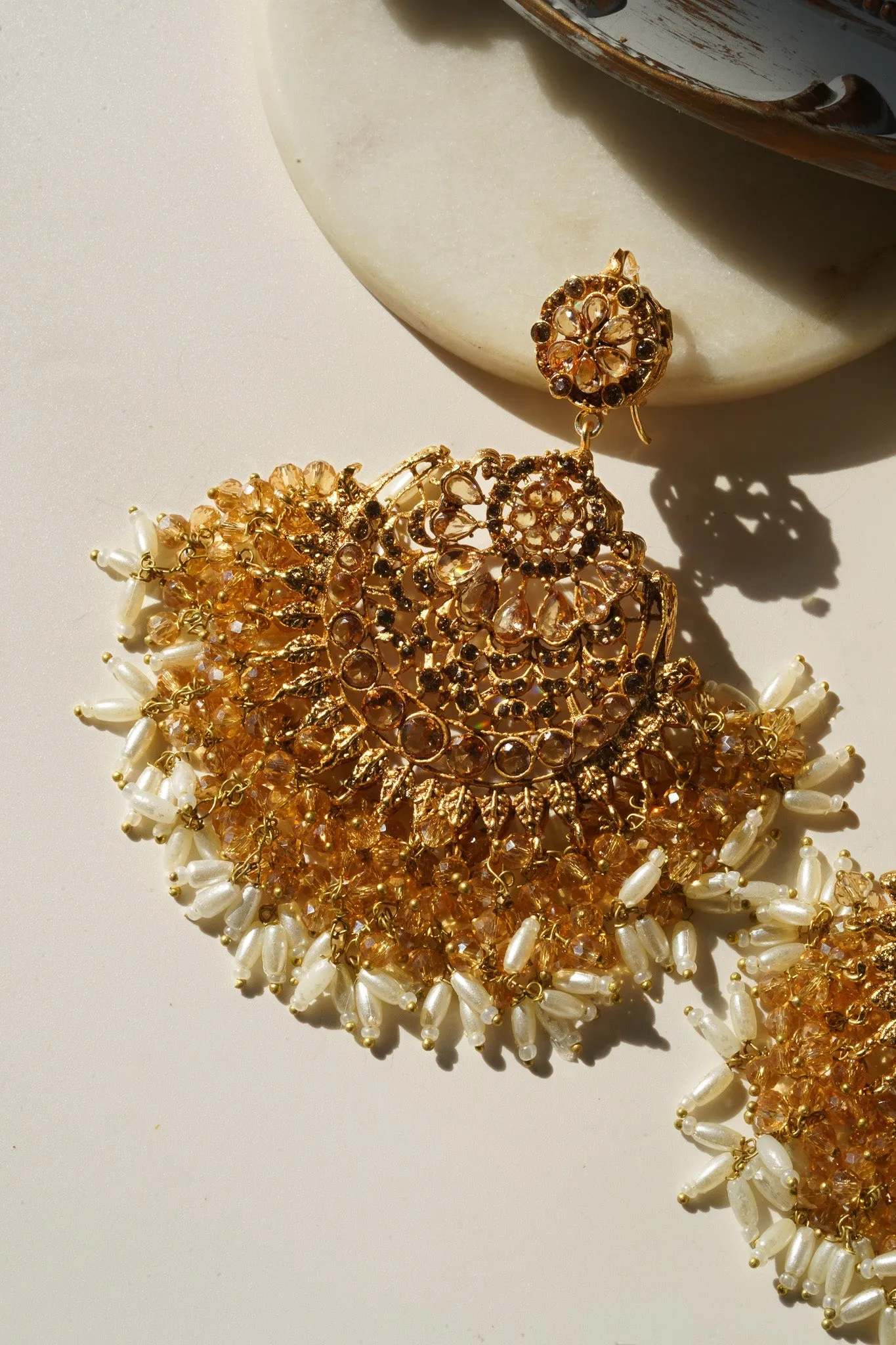 Nora - Oversized Chandbali Statement Earrings