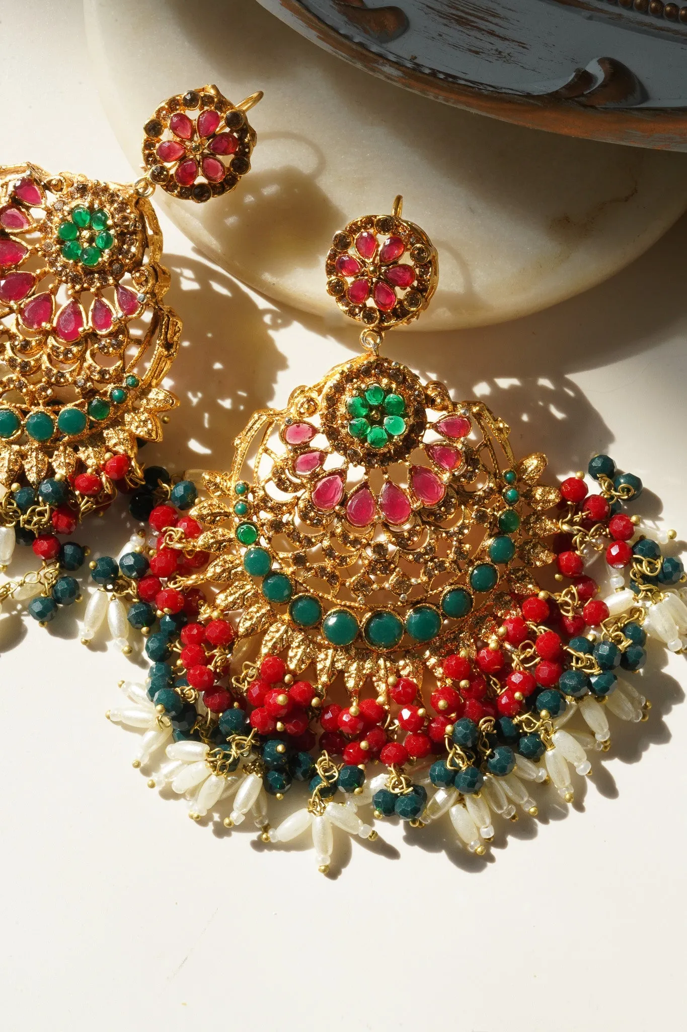 Nora - Oversized Chandbali Statement Earrings