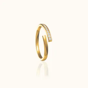 Overlap CZ Titanium PVD Gold Band Ring