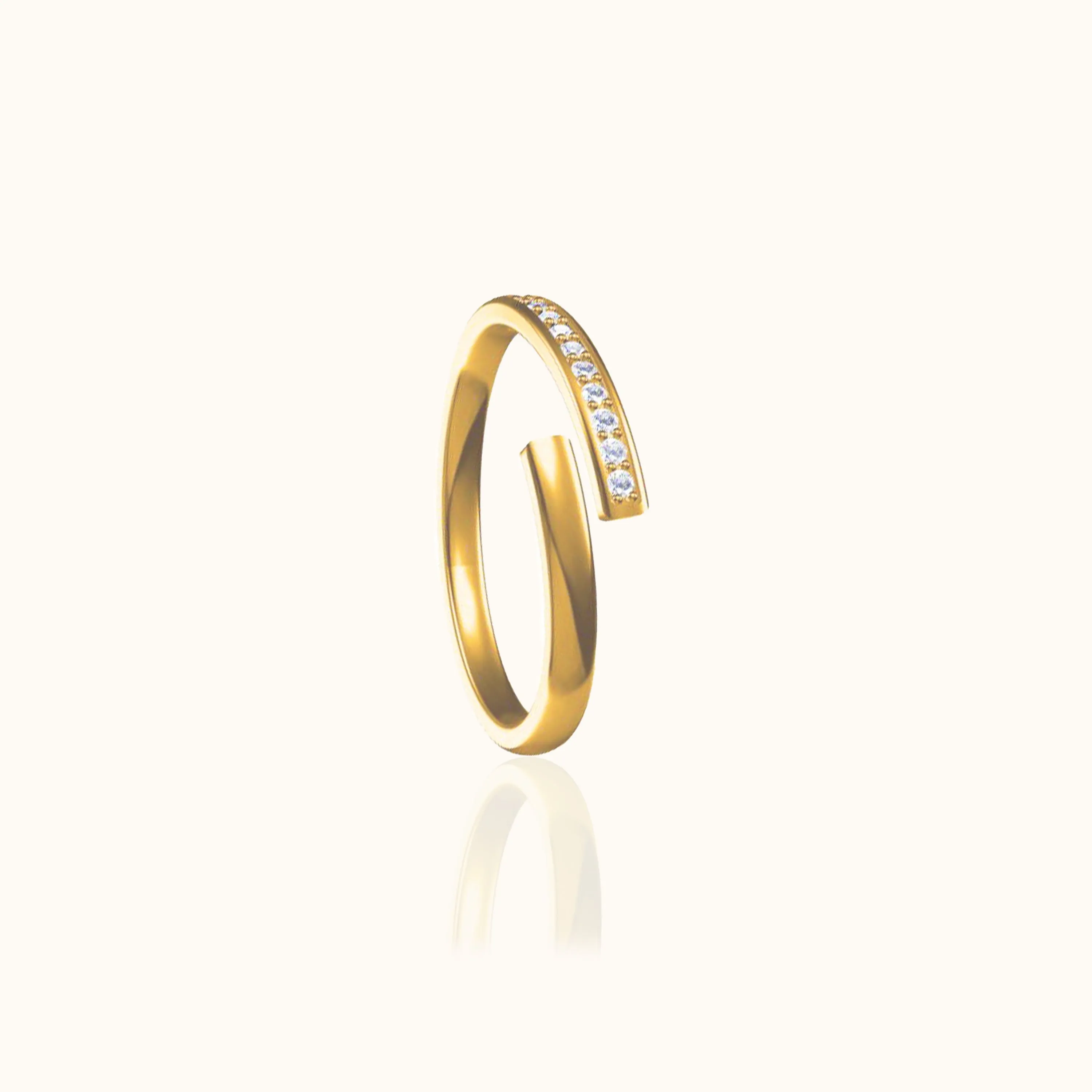 Overlap CZ Titanium PVD Gold Band Ring